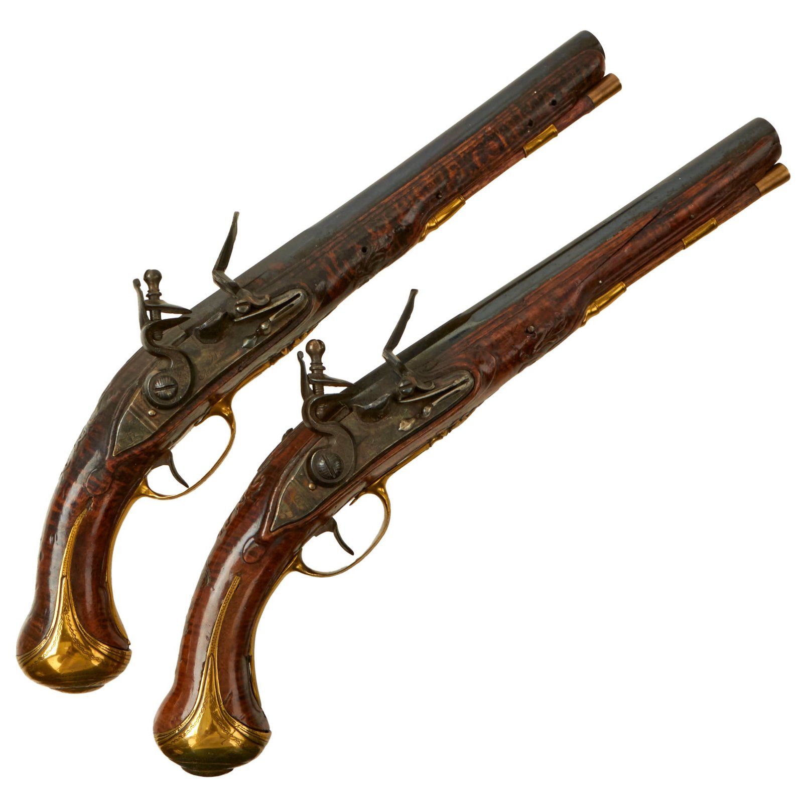 Buy Original Early 18th Century Matched Pair of High End French Modèle 1733 Flintlock Officer Pistols by J. Louis Blachon of St. Etienne - Circa 1740 | Original Firearms Antique For Sale