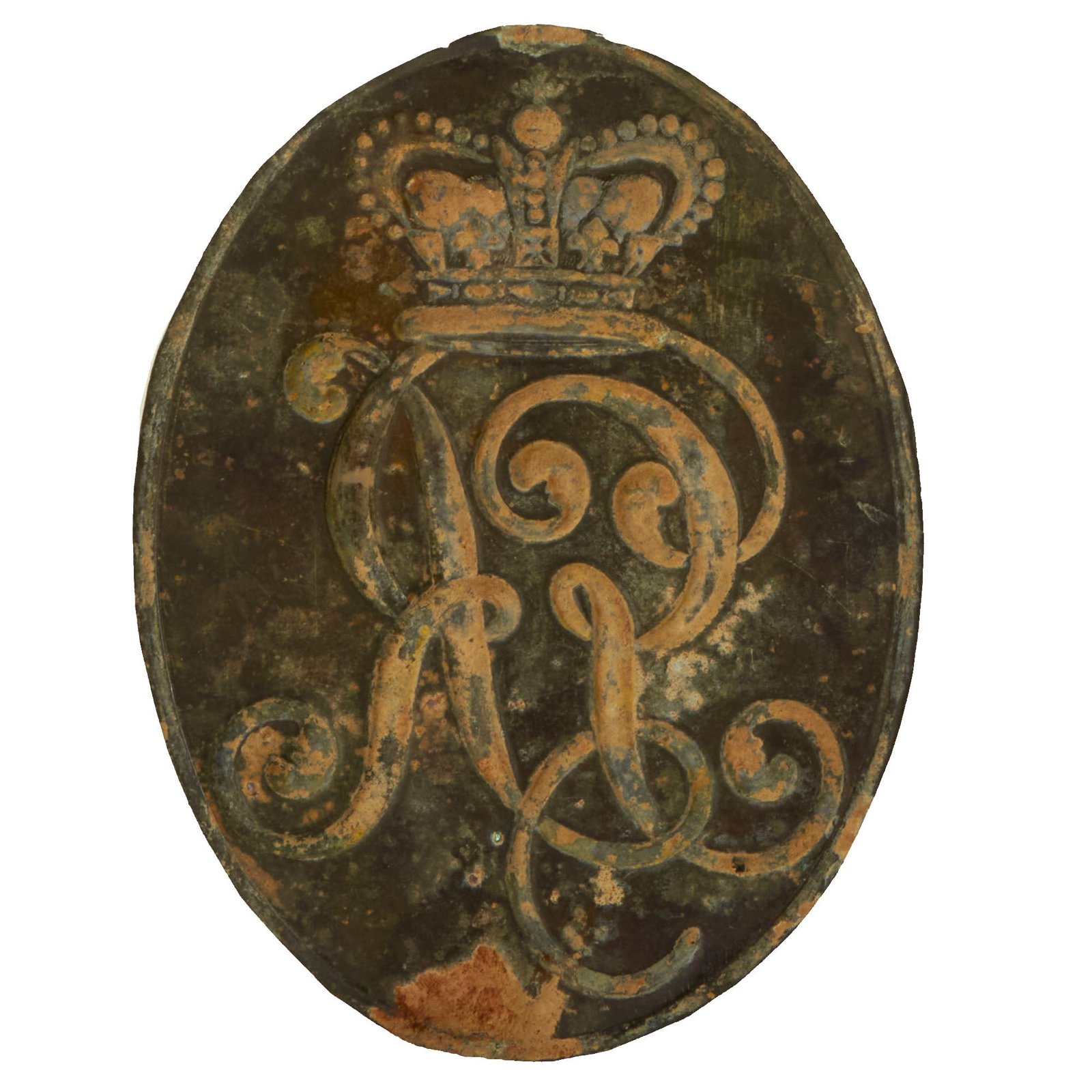 Buy Original British Napoleonic Stovepipe Shako Cap Plate Found on Island of Antigua - West Indies Service 1797-1802 | Original Firearms Antique For Sale