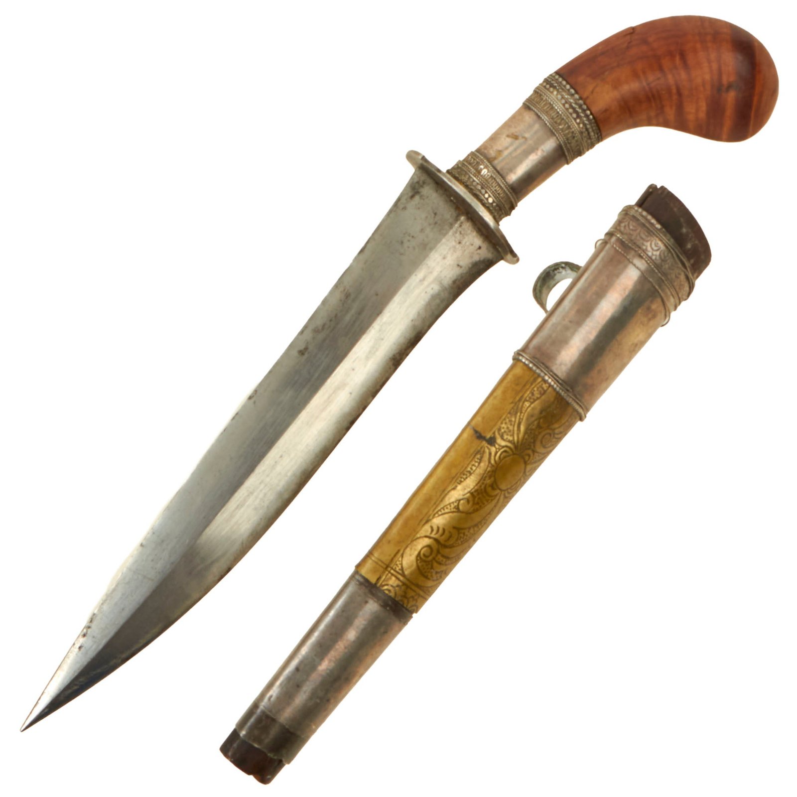 Buy Original Philippine Moro Datu Pinal Silver-Mounted Dagger circa 1850 | Original Firearms Antique For Sale