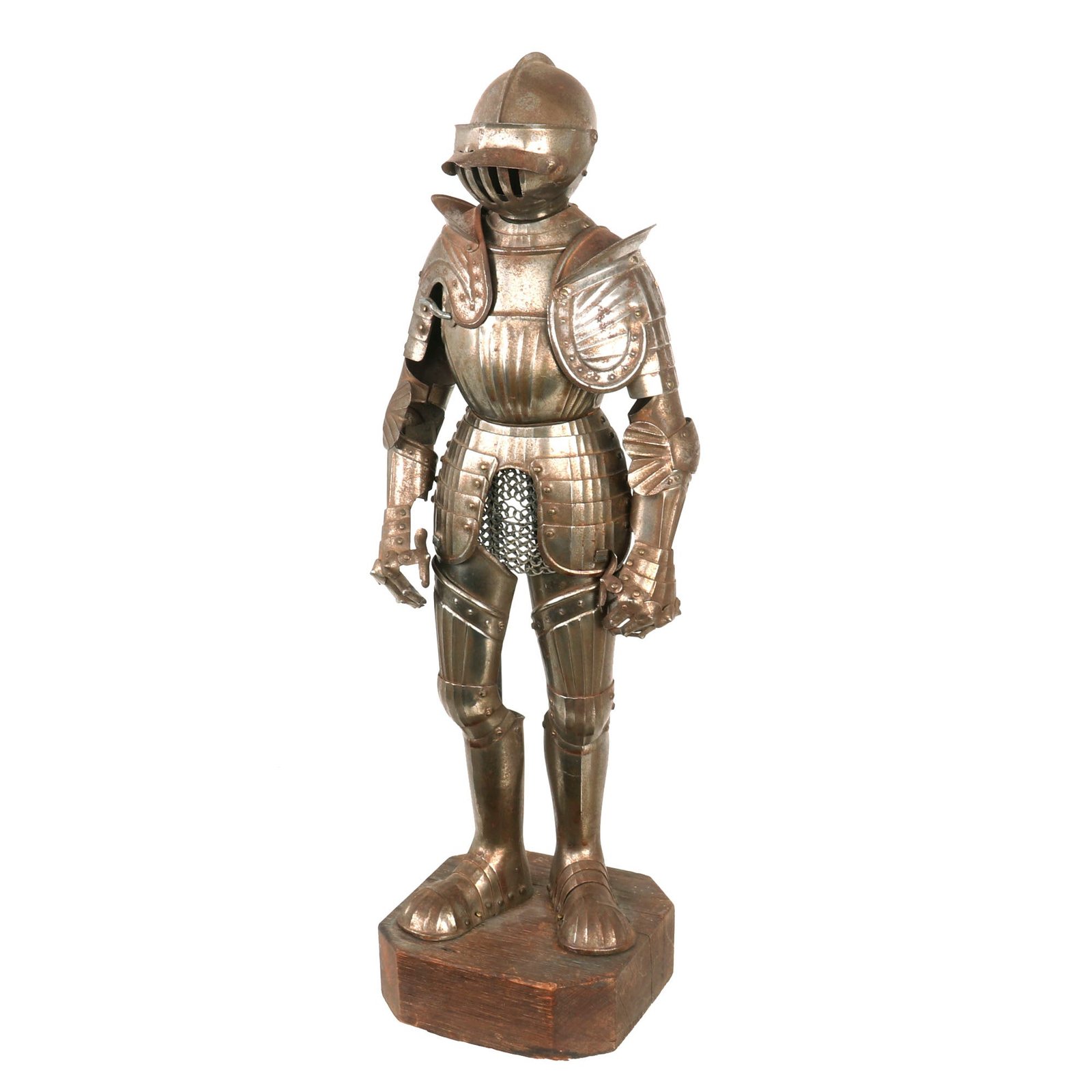 Buy Original 19th Century 1:4.5 Scale Suit of Maximilian Style Armor on Display Stand - 15 ¾ Inches Tall | Original Firearms Antique For Sale