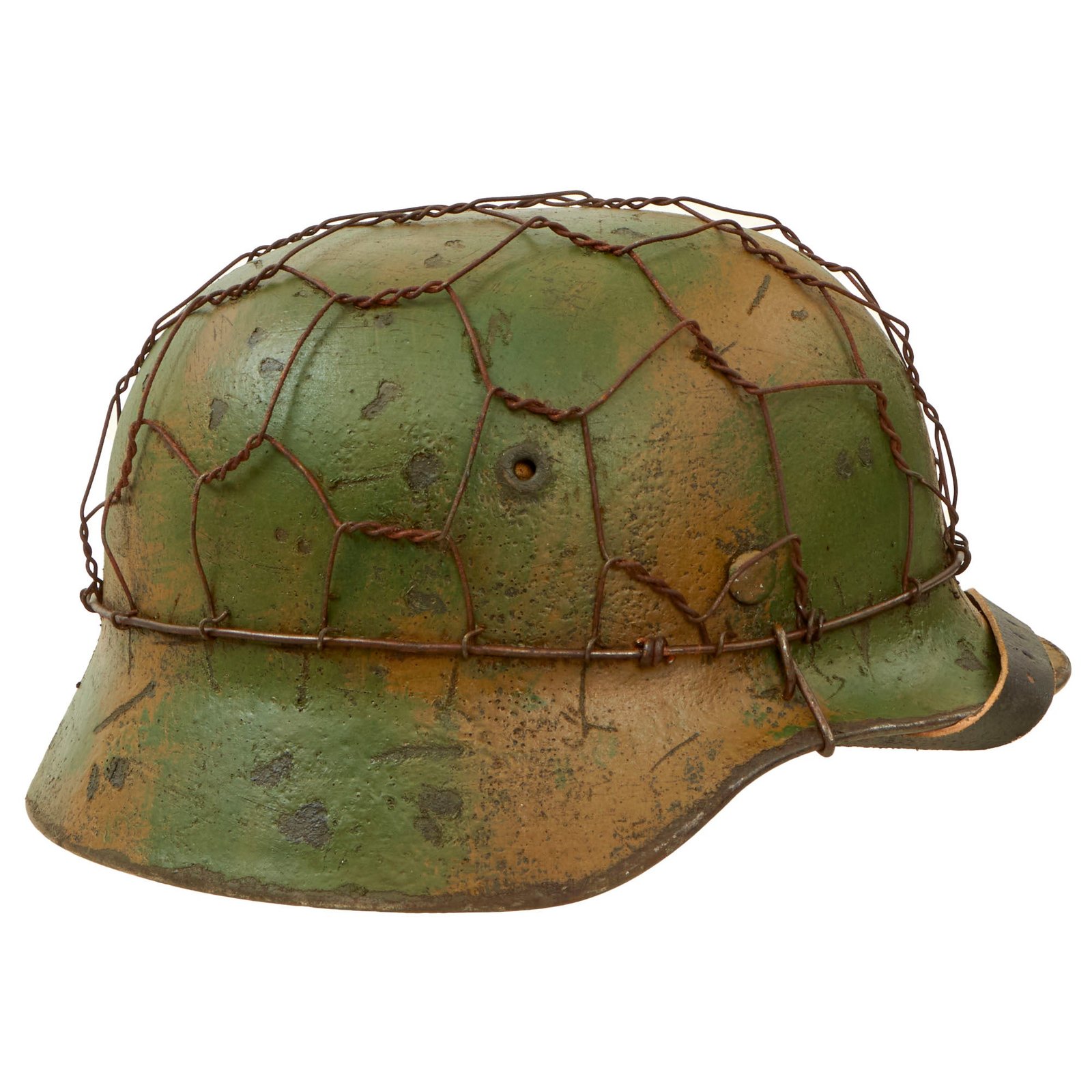 Buy Original German WWII M40 Refurbished 5th SS Panzer Division Wiking 1942 Chicken Wire Camouflage Helmet - Stamped EF66 | Original Firearms Antique For Sale