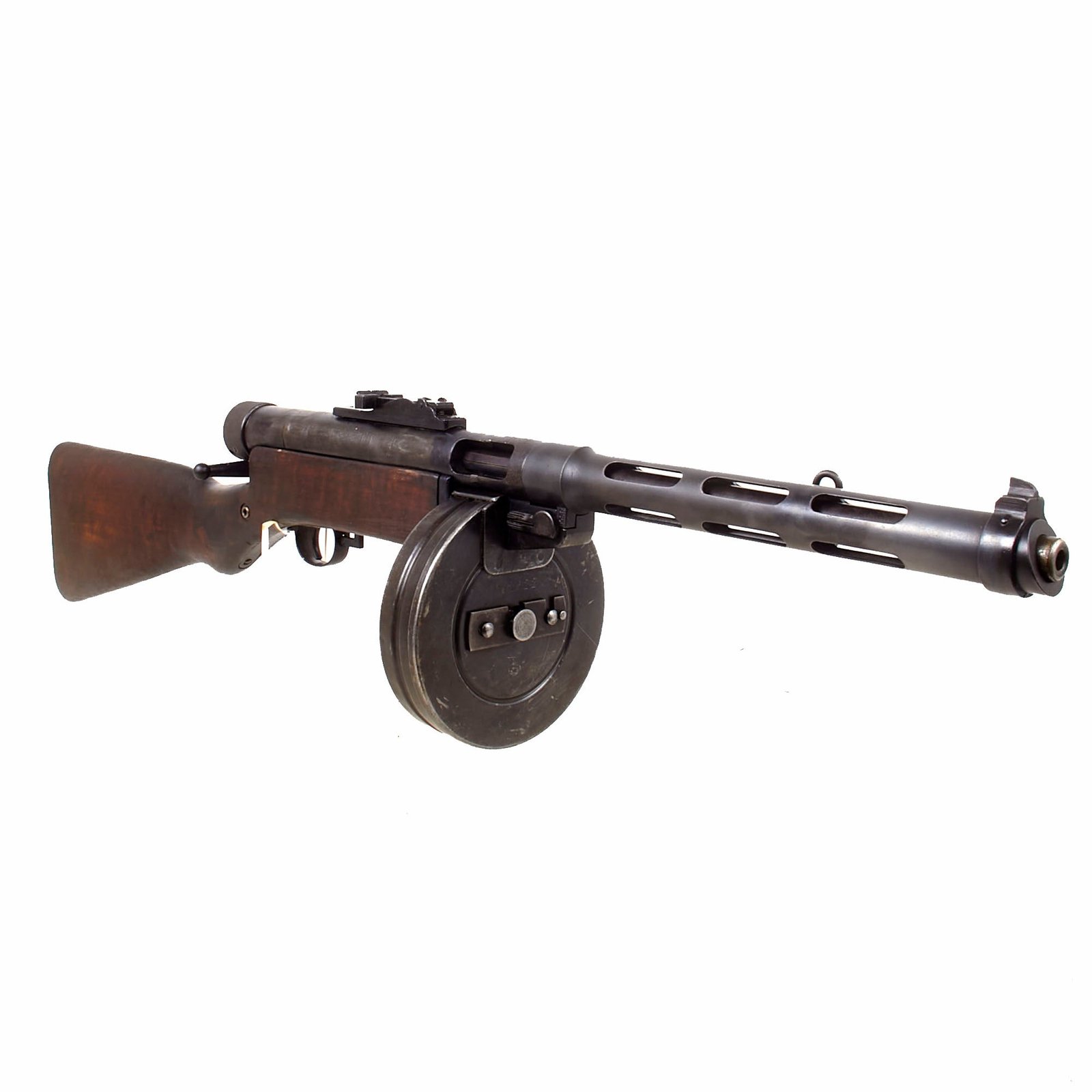 Buy Original Finnish WWII Suomi KP/-31 M31 9mm Display SMG with Live Barrel and Drum Magazine - Serial 50223 | Original Firearms Antique For Sale