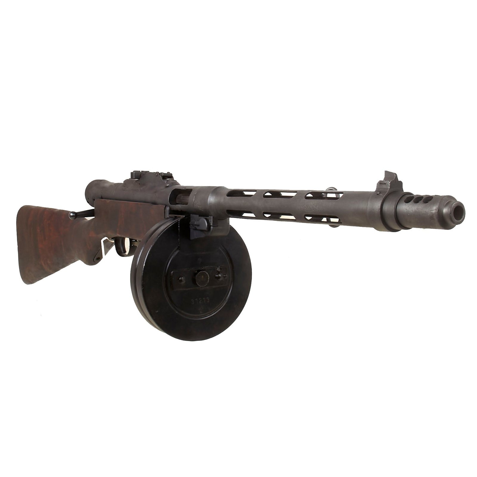 Buy Original Finnish WWII Suomi KP/-31 M31 9mm Display SMG with Live Barrel and Drum Magazine - Serial 9315 | Original Firearms Antique For Sale