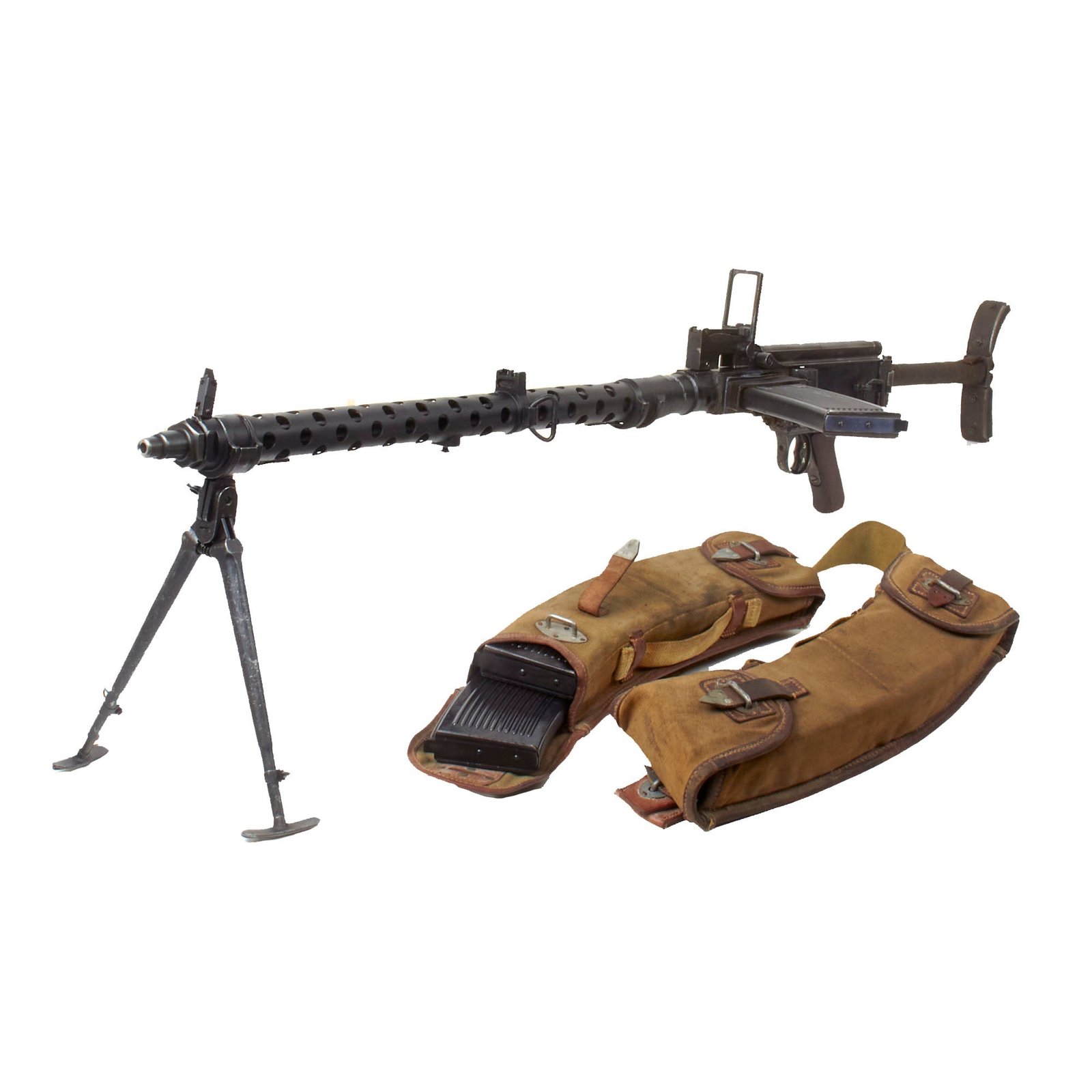 Buy Original German WWII MG 13 Display Light Machine Gun with Magazine Pouch Set and Post War Czech Bipod - Maschinengewehr 13 | Original Firearms Antique For Sale