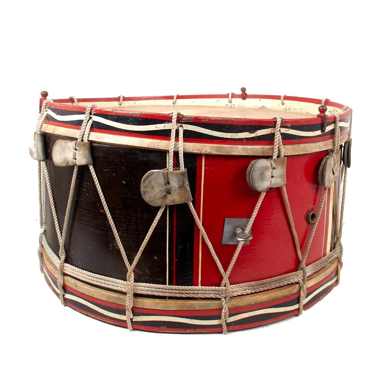 Buy Original British 19th Century Large 28” Military Bass Drum with Torn Bottom Skin | Original Firearms Antique For Sale