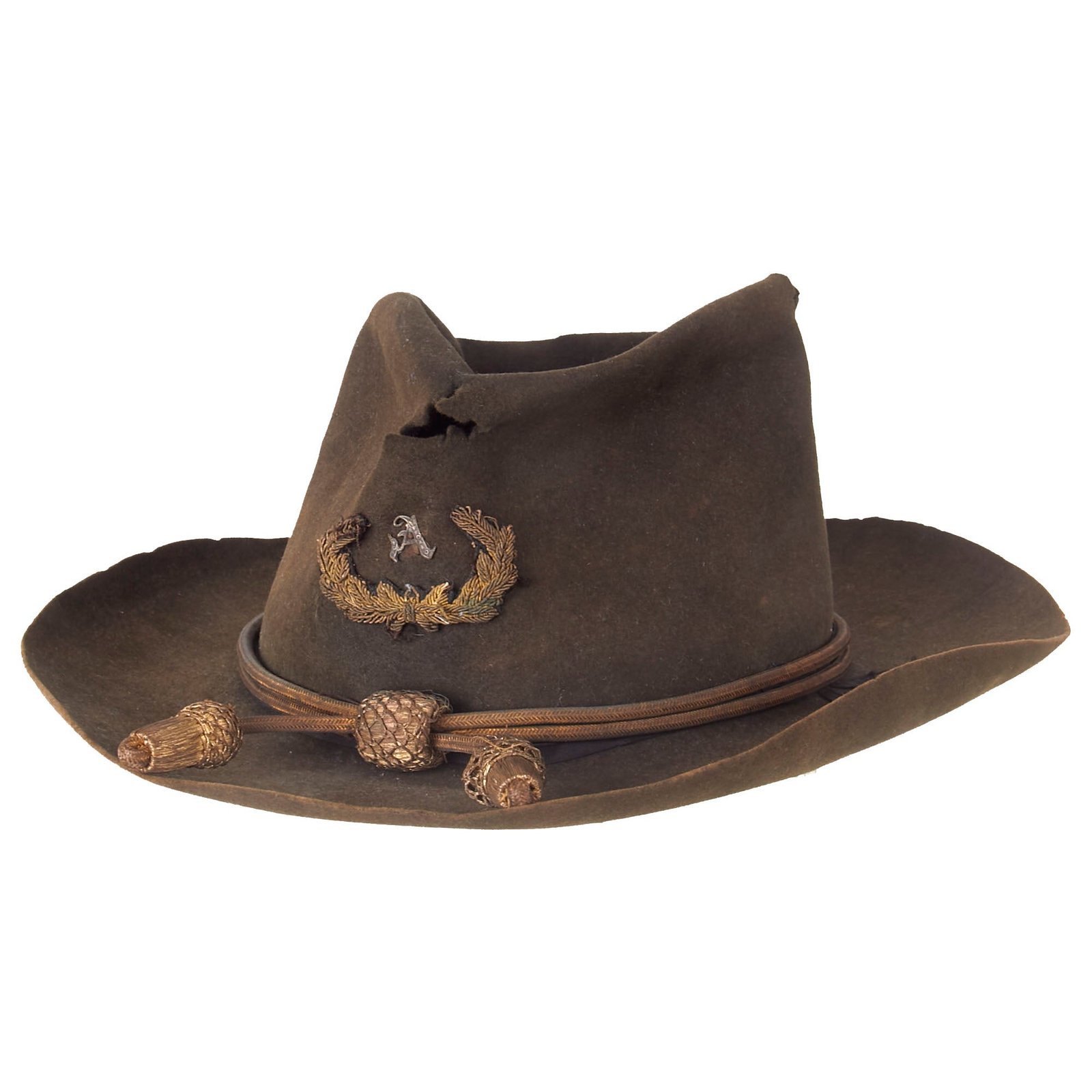 Buy Original U.S. Grand Army of the Republic Civil War Veteran Raw Edge Campaign Slouch Hat by Retsel with Civil War General Officer’s Hat Cord & Bullion Wreath | Original Firearms Antique For Sale