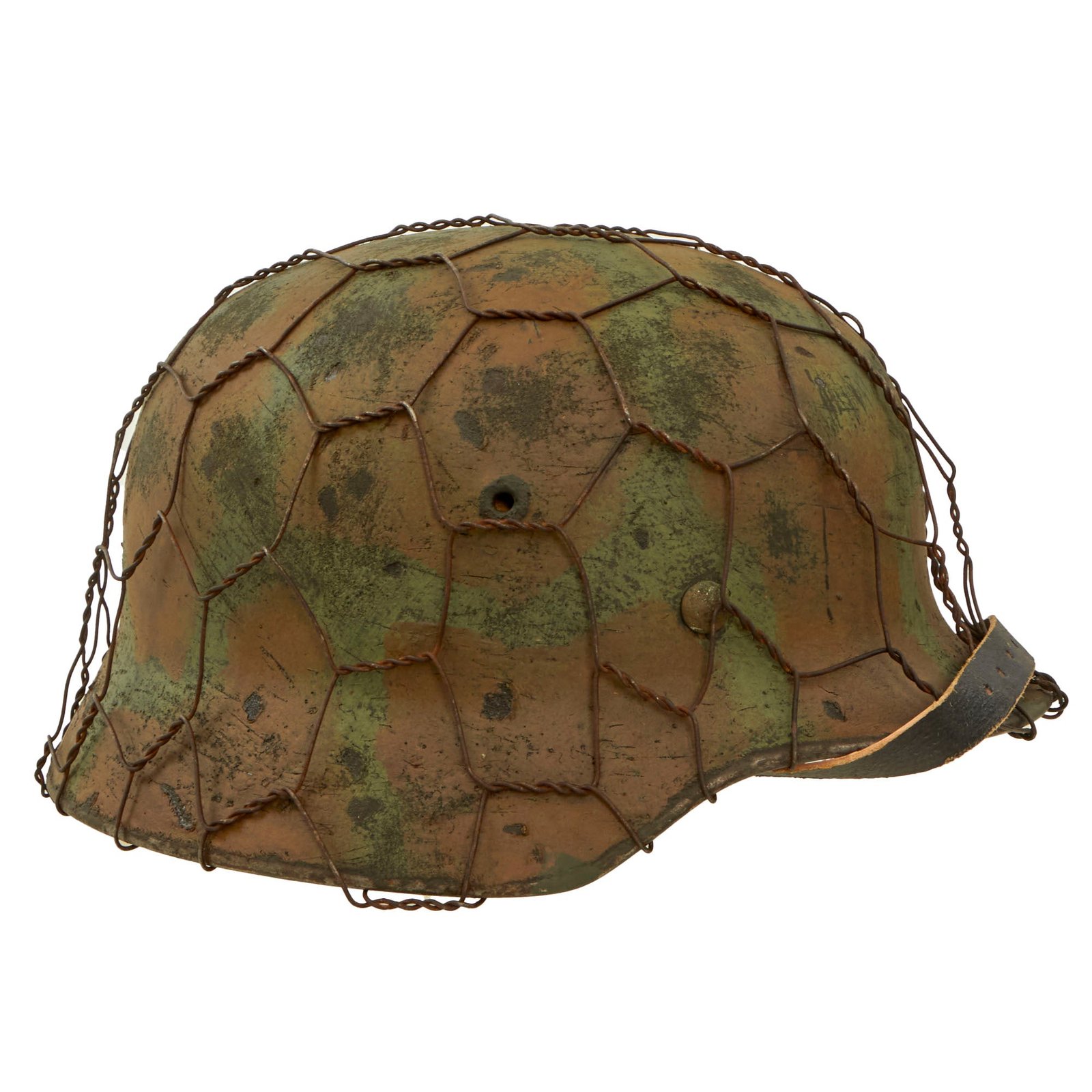 Buy Original German WWII M40 Refurbished SS Battle of Kharkov Chicken Wire Camouflage Helmet - Stamped Q66 | Original Firearms Antique For Sale