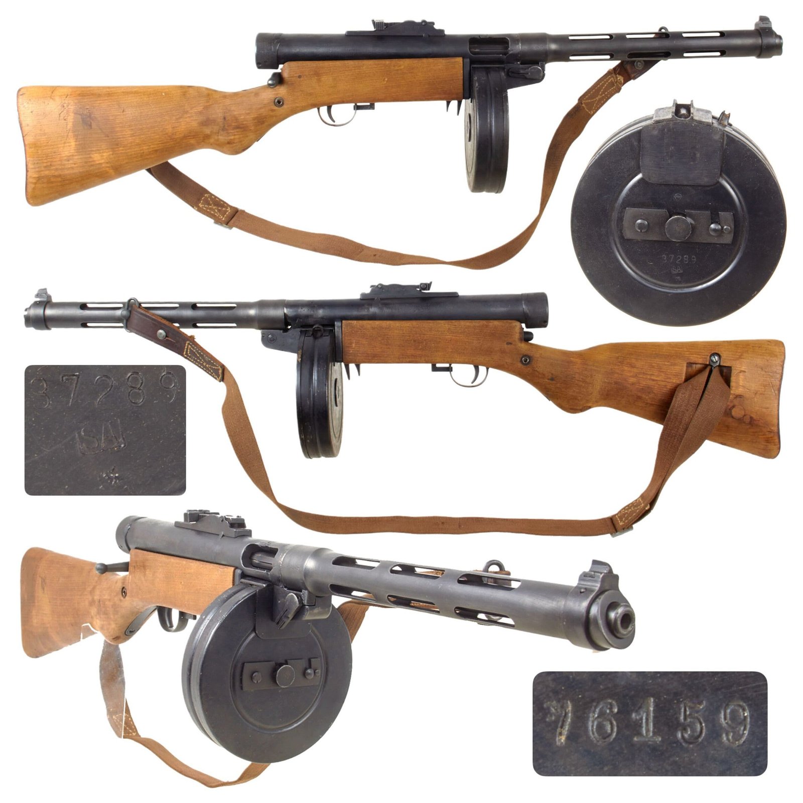 Original Finnish WWII Suomi KP/-31 M31 9mm Display SMG with Live Barrel, Sling, and Drum Magazine - Serial 76159