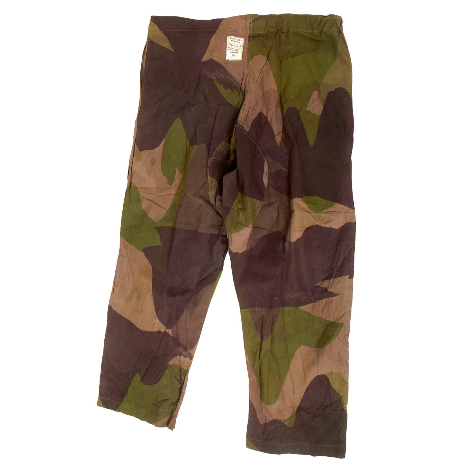 Original British WWII Unissued SAS Special Air Service Camouflage Windproof Trousers in Large Size No. 6 - Rare