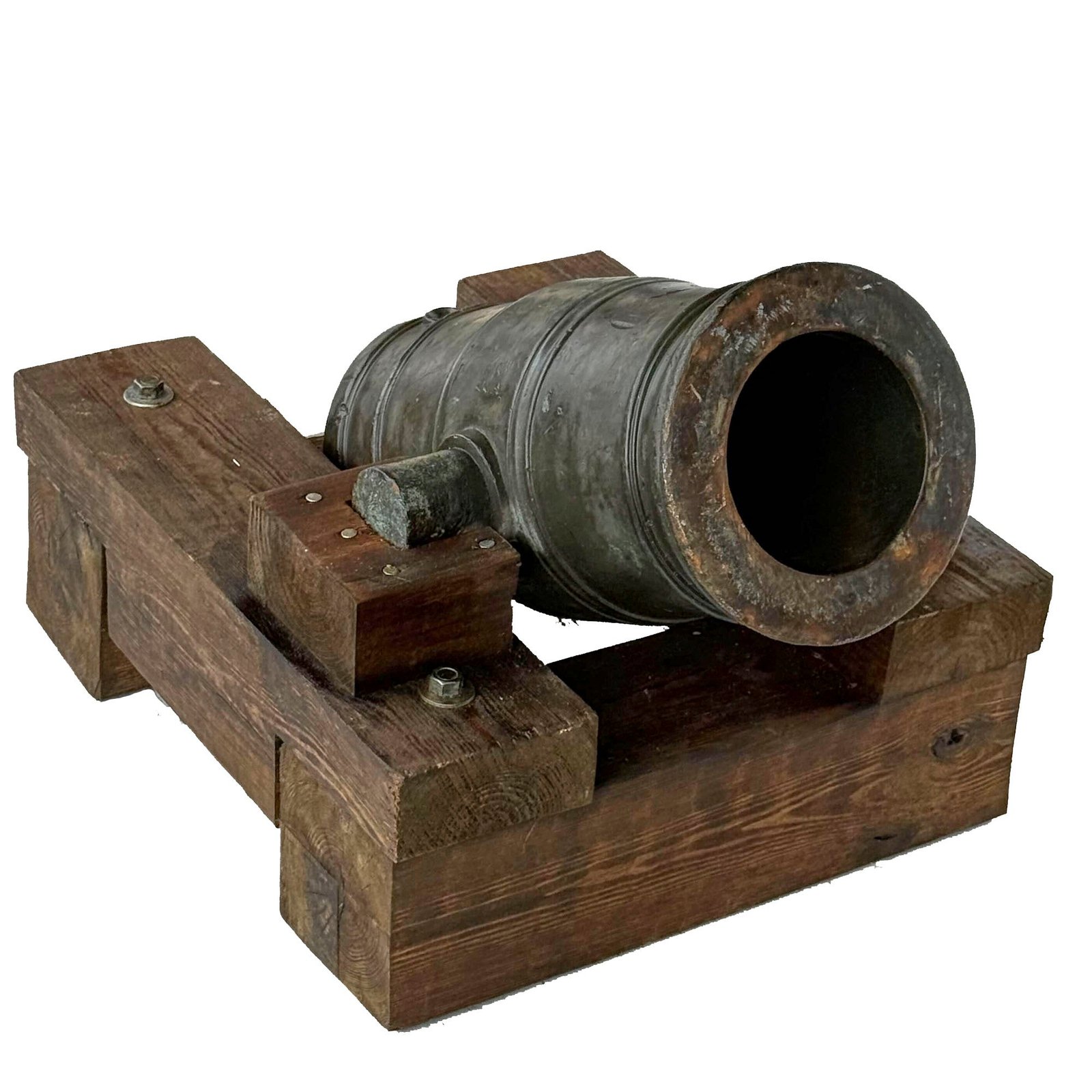 Buy Original Late 18th Century European 22-Pounder Bronze Howitzer from the Royal Armory of Nepal with Wooden Fortress Mount | Original Firearms Antique For Sale
