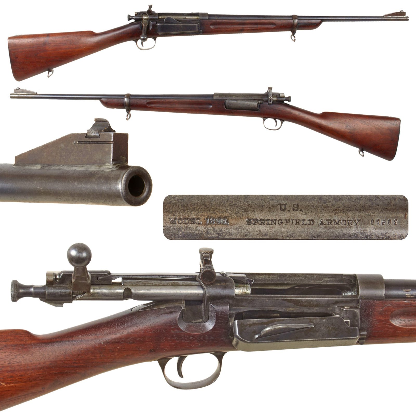 Original U.S. Springfield Model 1896 .30-40 Krag–Jørgensen Carbine Serial 87982 with Replaced Sights - Made in 1897