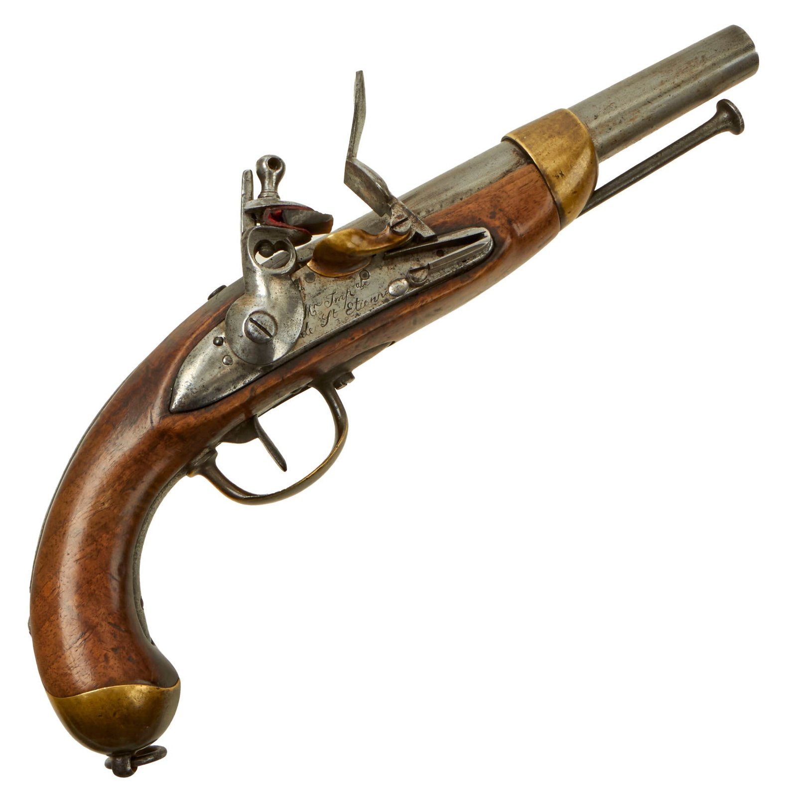 Buy Original French Modèle 1822 Flintlock Pistol by St. Etiénne Arsenal Dated 1834 - Unconverted | Original Firearms Antique For Sale