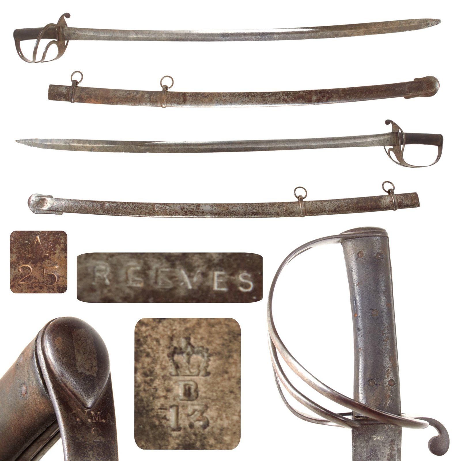 Original British Crimean War Era Canadian Unit-Marked Reeves P1853 Light Cavalry Saber with Scabbard - Kingston Volunteer Militia Artillery