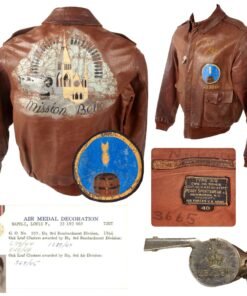 Original U.S. WWII B-17 “Mission Belle” S/Sgt Louis Francis Napoli’s Painted A-2 Flight Jacket with Painted Squadron Patch & British-Made Whistle - 30 Combat Missions - 338th Bomb Squadron, 96th Bomb Group