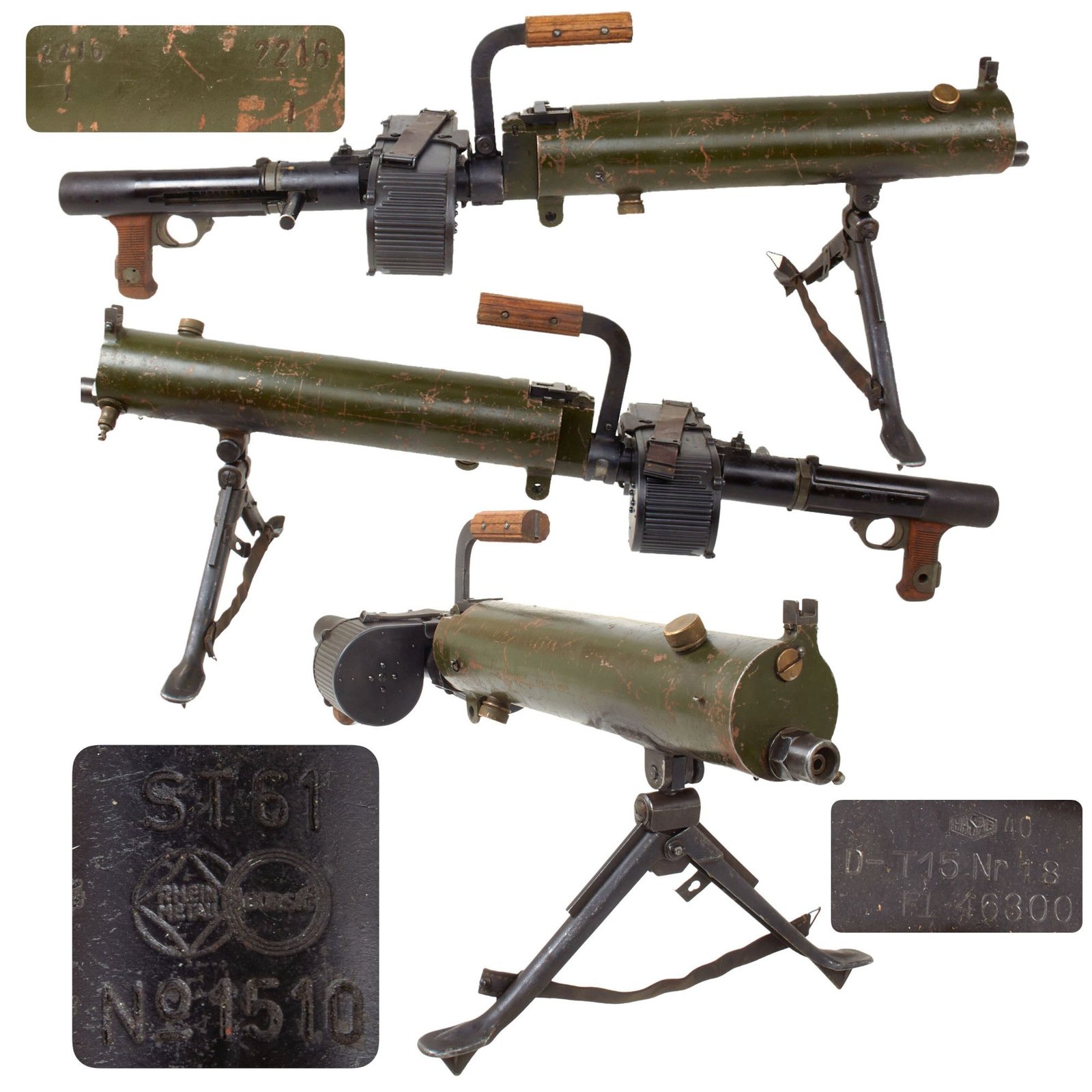 Original German WWII Rheinmetall ST-61 MG 15 Water Cooled Display Gun Serial No. 1510 with Saddle Drum Magazine - dated 1941