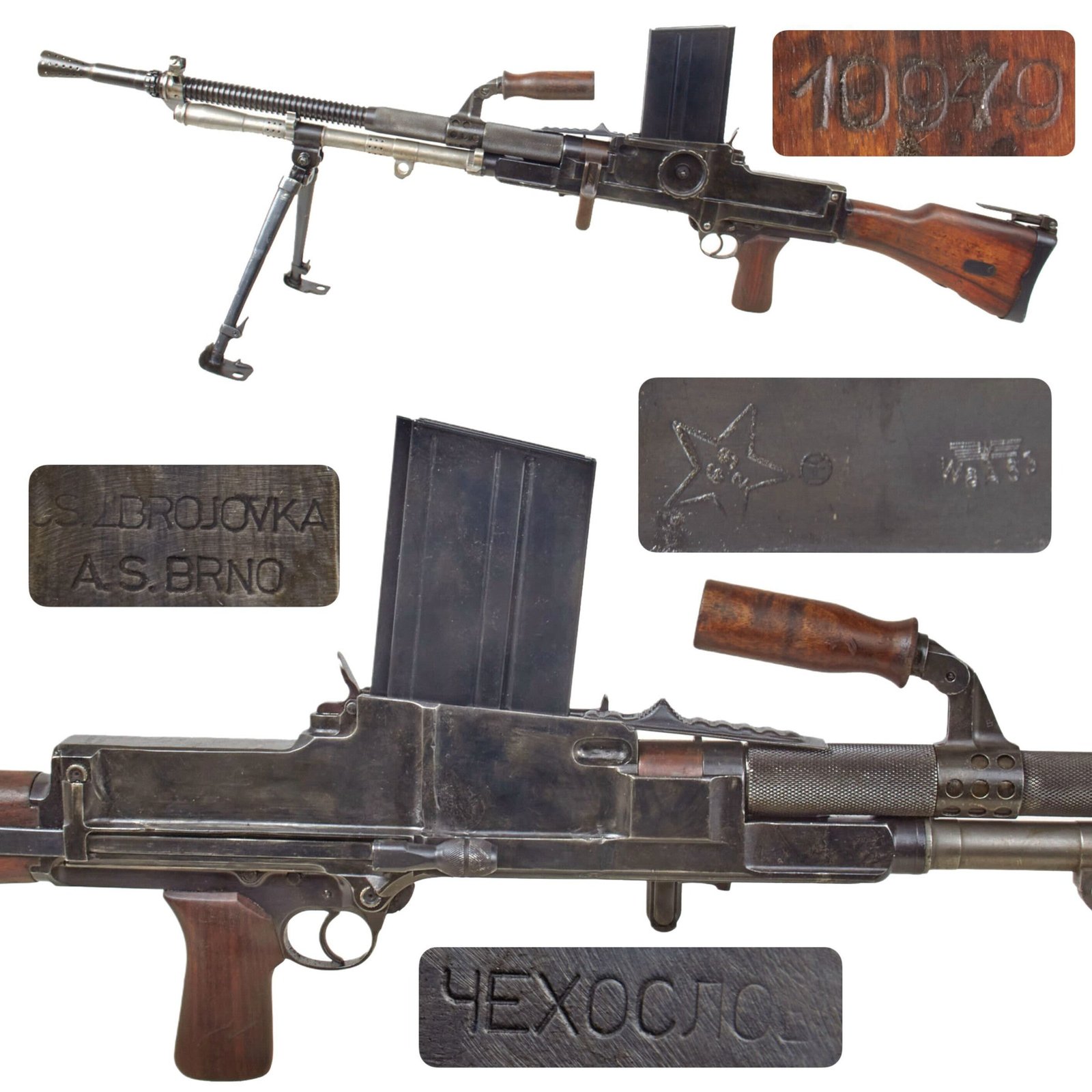 Original Czech Pre-WWII Yugoslavian Contract ZB-30J German MG30(t) Display Machine Gun with Waffenamt WaA63 Marked Magazine