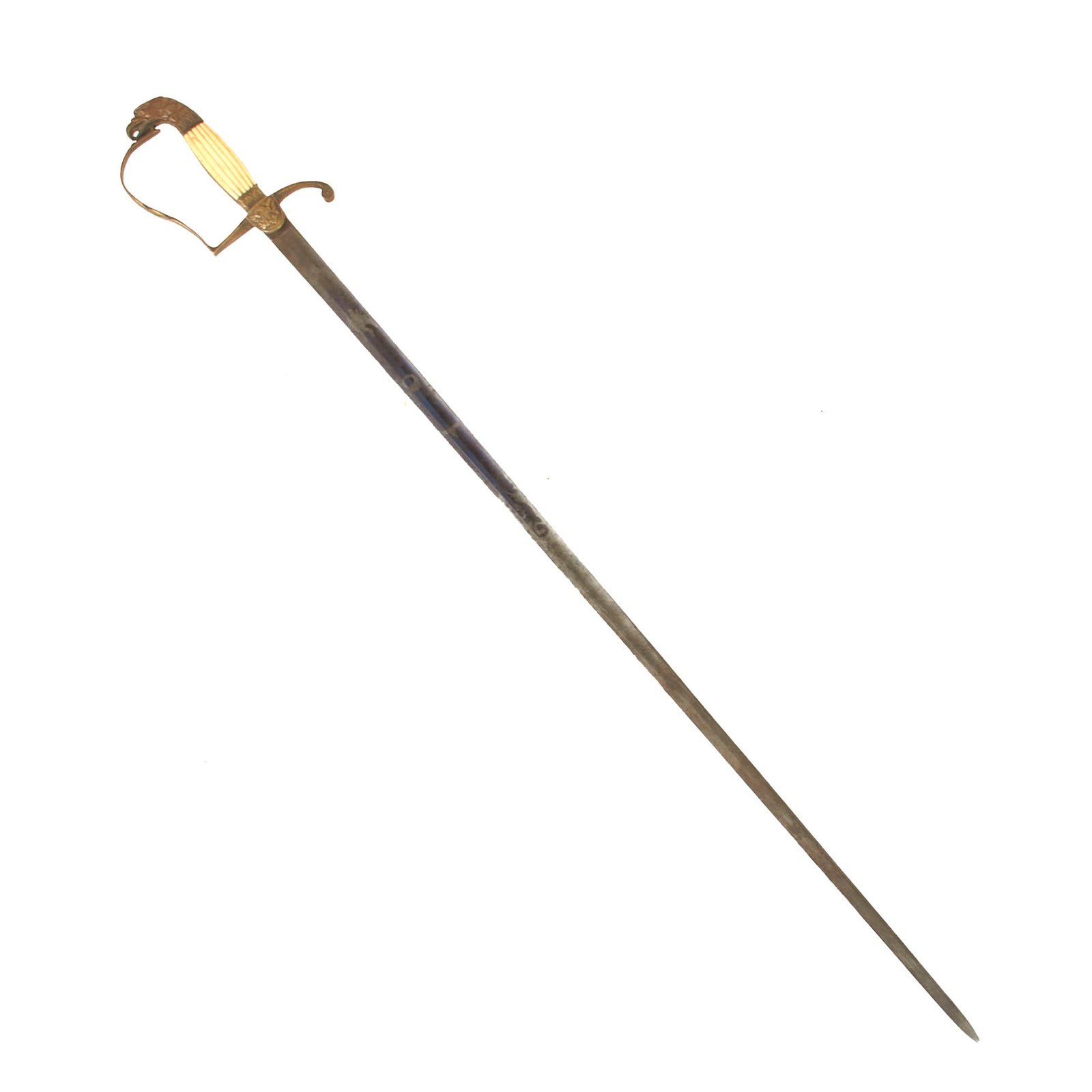 Buy Original U.S. Mexican-American War Officer’s Eagle Head Pommel Sword with Fire-Blued Blade & Ribbed Bone Grip | Original Firearms Antique For Sale