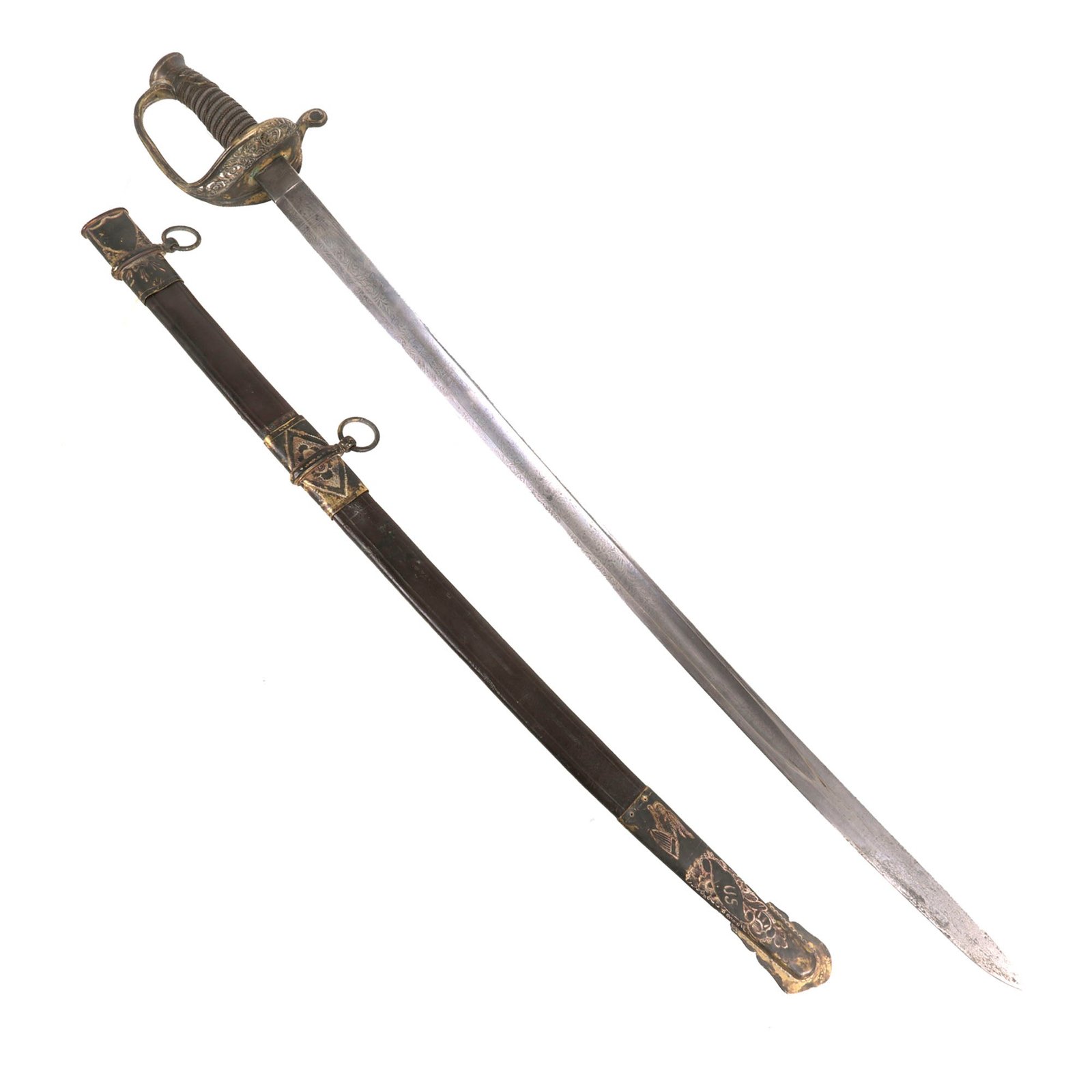Buy Original U.S. Civil War British Import M1850 Foot Officer Sword & Scabbard by Hunt & Goodwin | Original Firearms Antique For Sale
