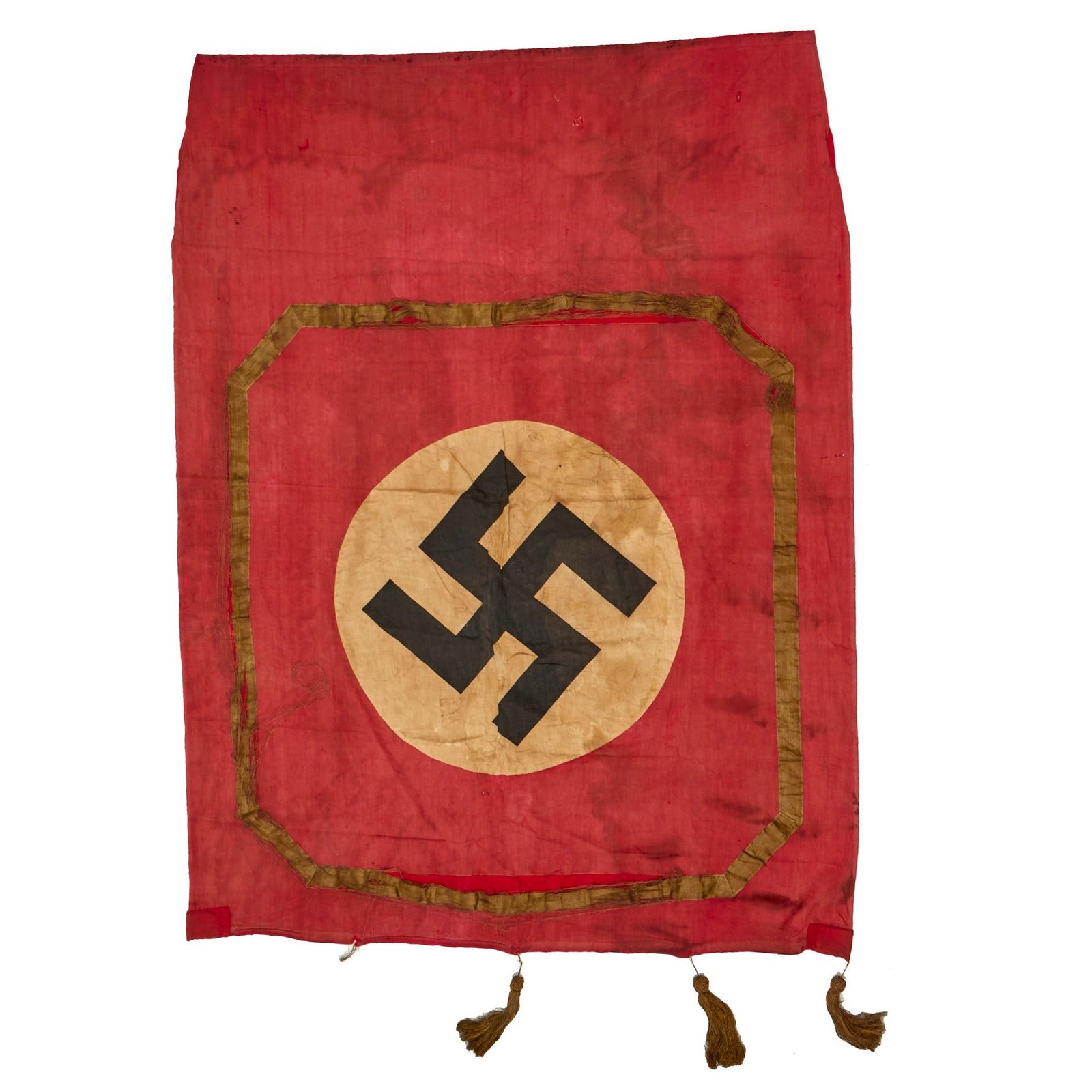Buy Original German WWII NSDAP National Socialist Party Podium Banner with Gold Bullion Border and Tassels - 57 ½" x 43" | Original Firearms Antique For Sale