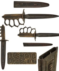 Original U.S. WWI Model 1918 Mark I Trench Knife by L. F. & C. with Matching Steel Scabbard