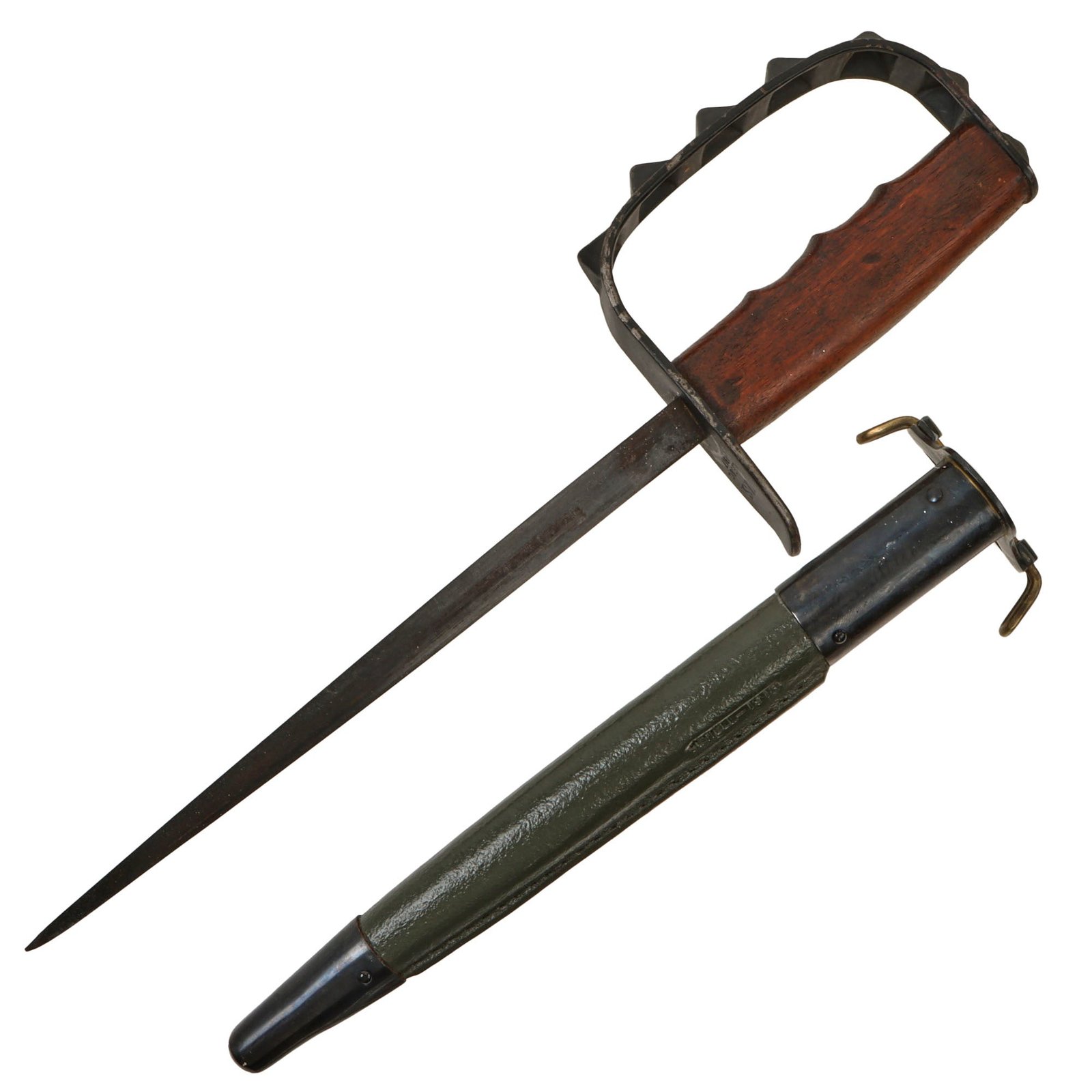 Original U.S. WWI M1917 Knuckle Duster Trench Knife with Reproduction Scabbard