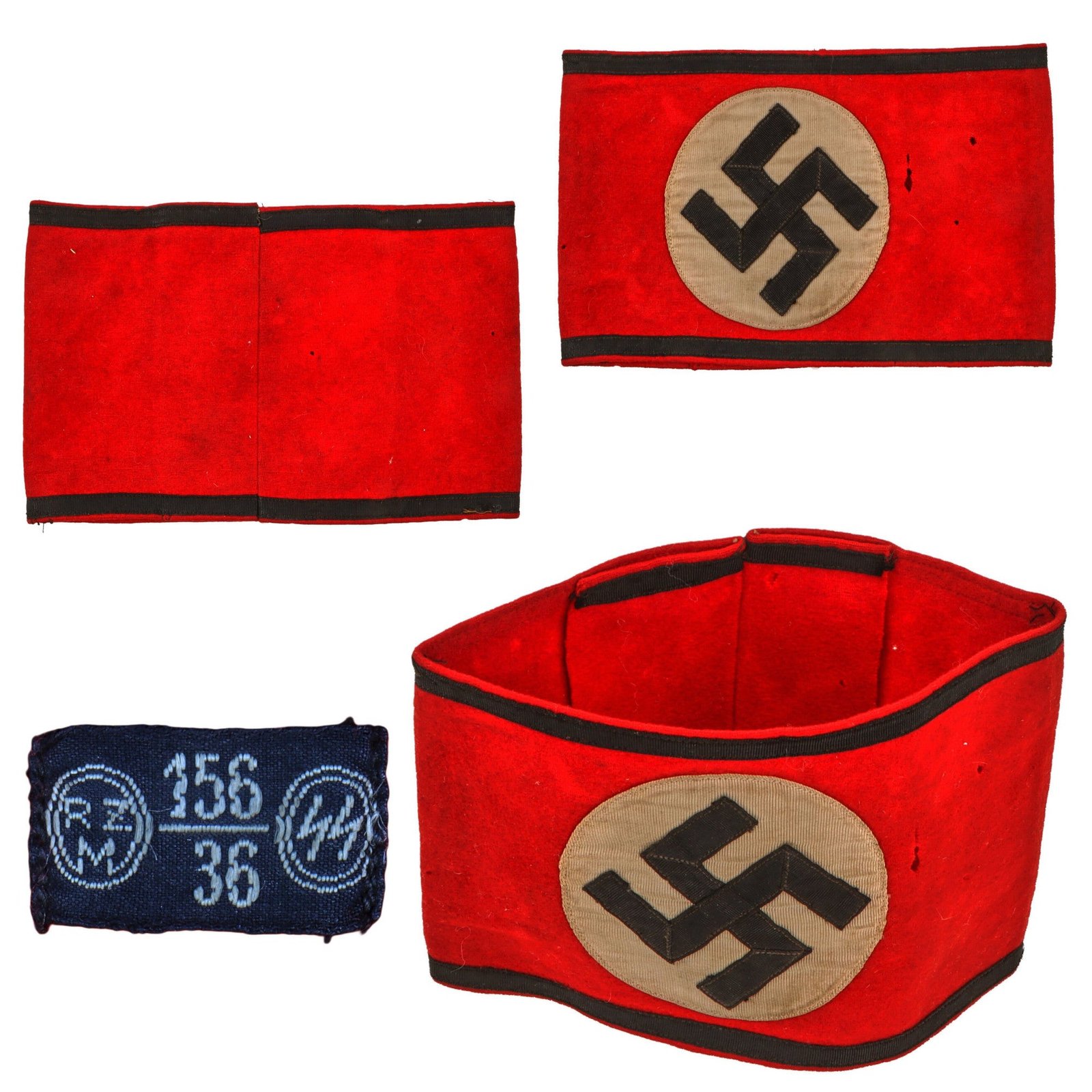 Original German Pre-WWII SS Member's Wool & Rayon Multi-Piece Armband with BeVo SS RZM Tag