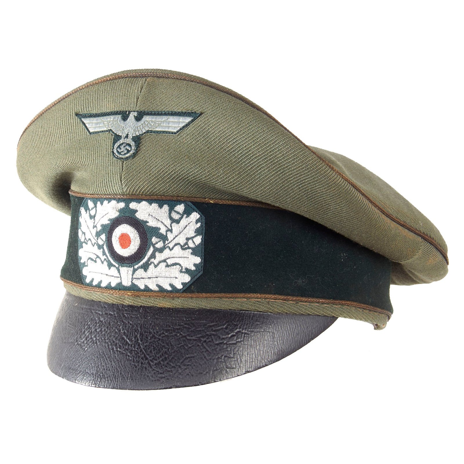 Original German WWII Rare Heer General's Schirmmütze Visor Crush Cap with Leather Brim - Formerly Part of the A.A.F. Tank Museum