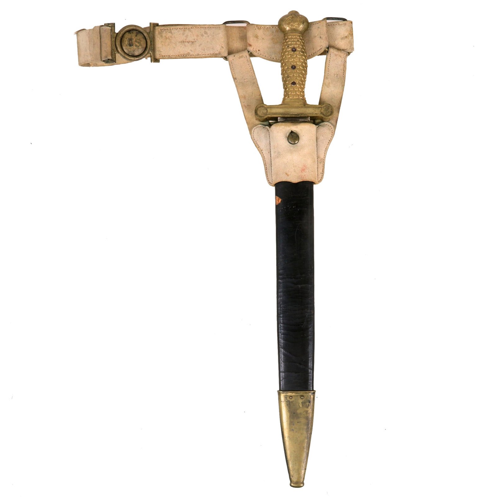 Buy Original U.S. Mexican American War Ames Model 1832 Artillery Short Sword with Scabbard & Scarce White Buff Belt Rig - Dated 1841 | Original Firearms Antique For Sale
