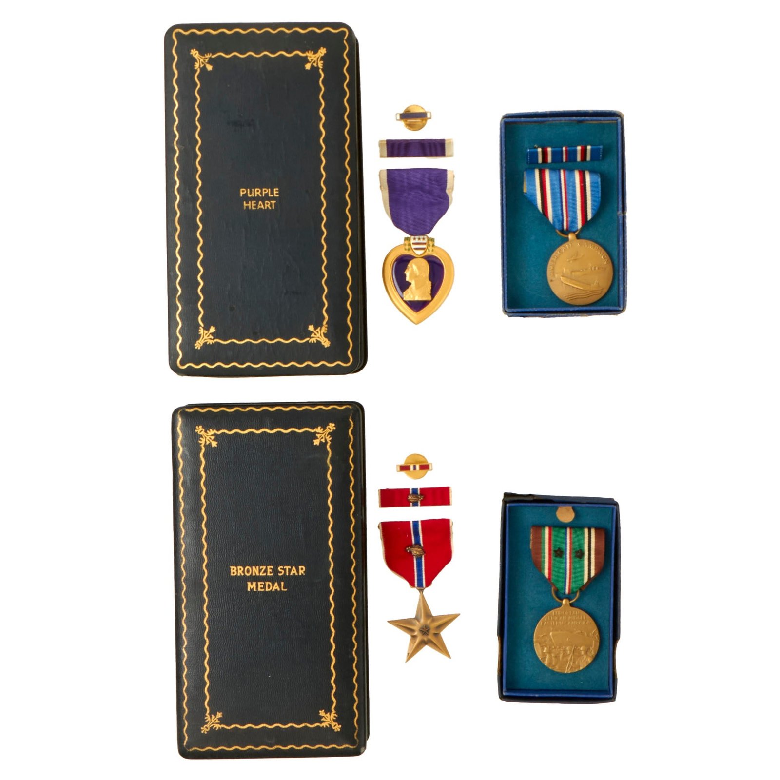 Buy Original U.S. WWII 34th Infantry Regiment Engraved Purple Heart, Bronze Star, & Conspicuous Service Cross Medal Grouping - Corporal Kenneth E. Scheller | Original Firearms Antique For Sale