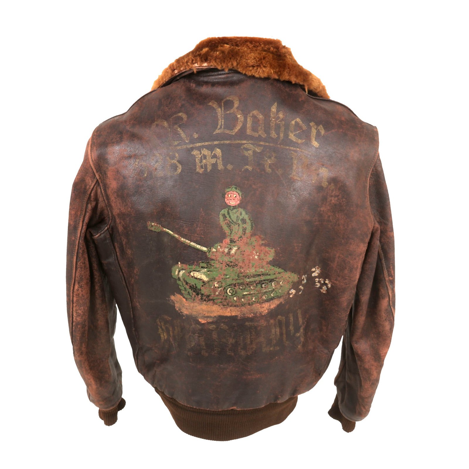 Buy Original U.S. Korean War Era 628th Tank Battalion Painted Leather Tanker Jacket - Stationed in Germany | Original Firearms Antique For Sale