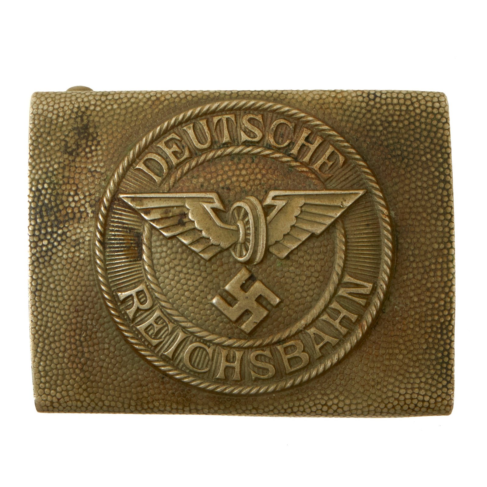 Buy Original German WWII Early DRB Bahnschutzpolizei Railway Police Pebbled Nickel Alloy Belt Buckle | Original Firearms Antique For Sale