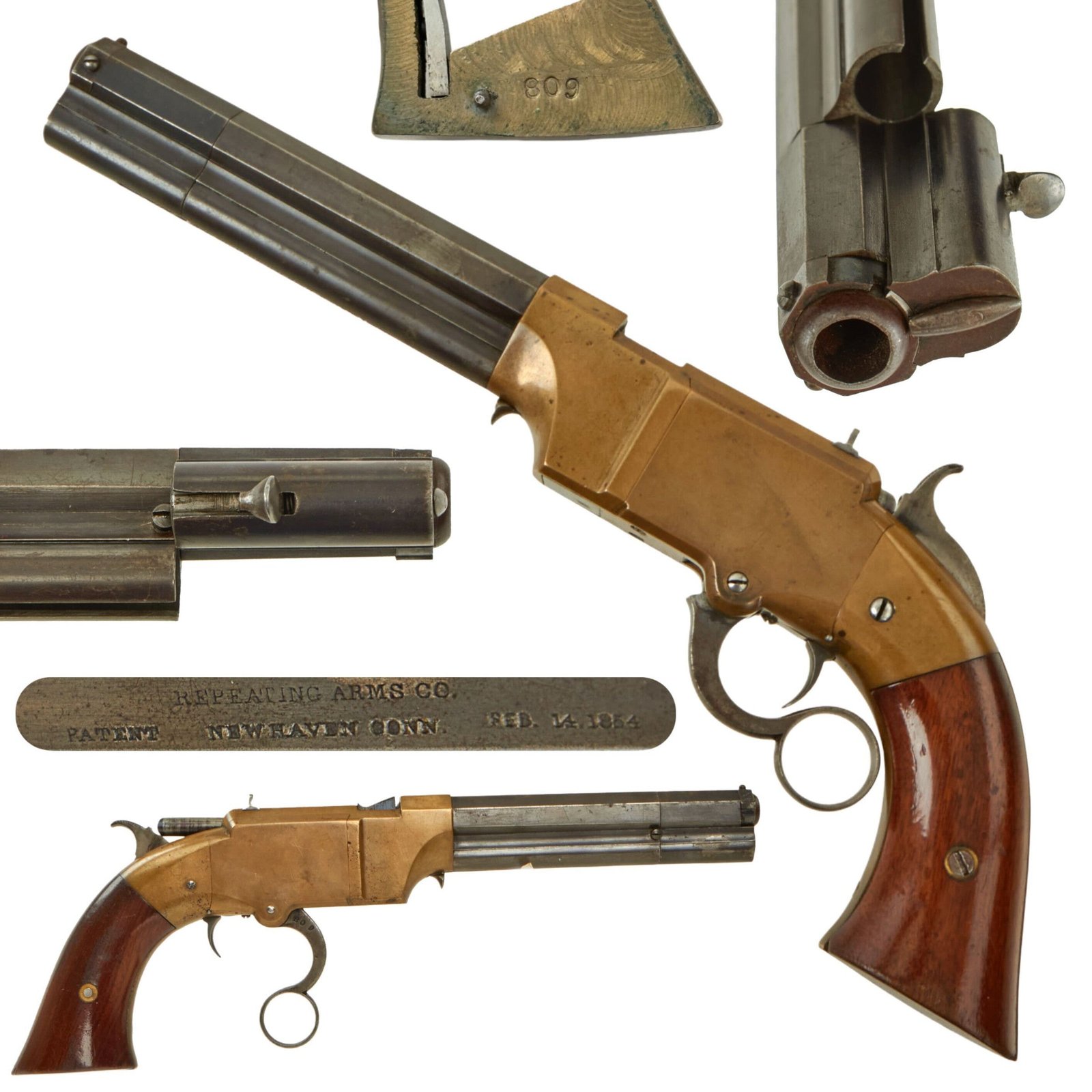 Buy Original U.S. Civil War Rare Volcanic Repeating Arms Co. .41cal No. 2 Navy Belt Pistol with 6” Barrel - Serial 809 Made Circa 1857 | Original Firearms Antique For Sale