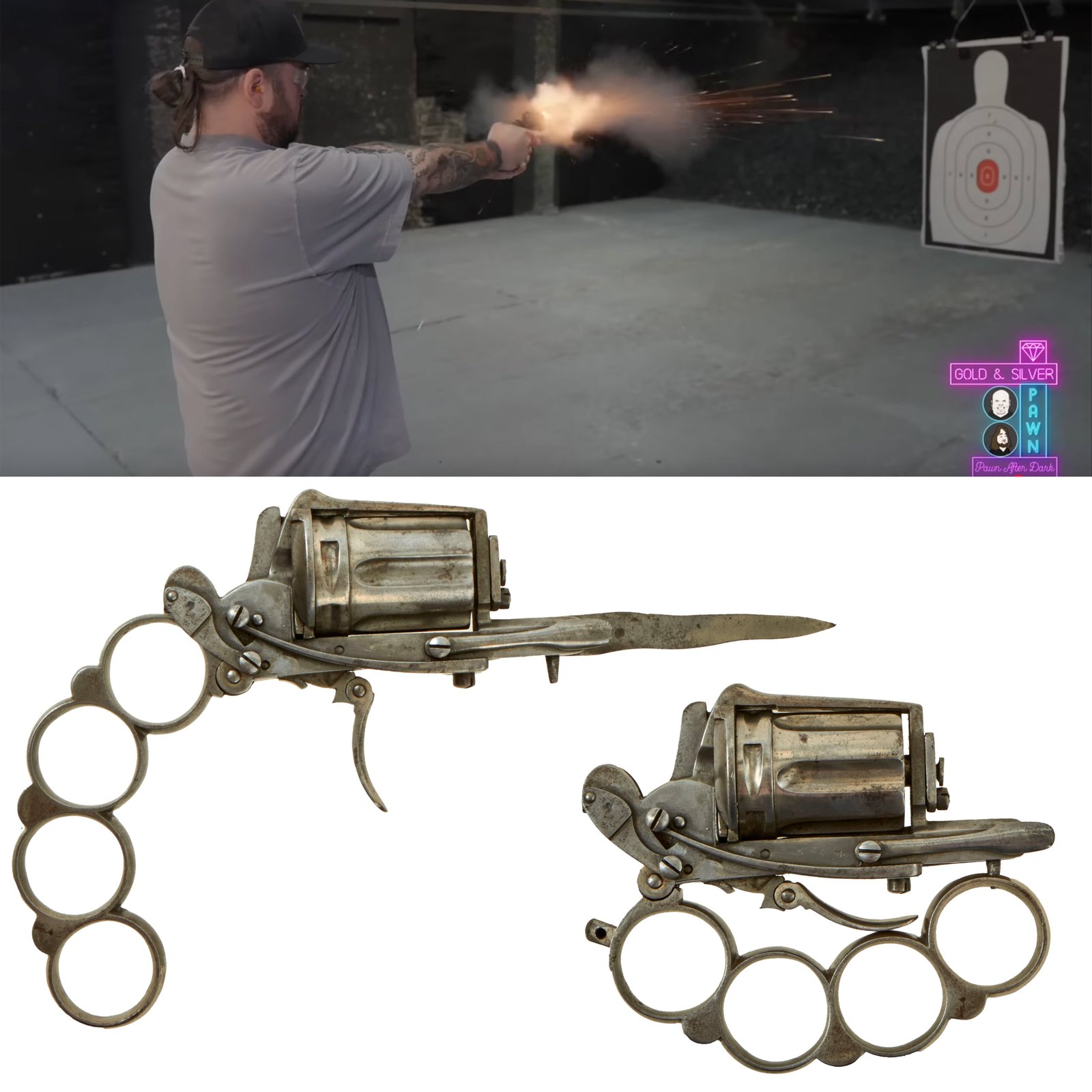 Original 19th Century Belgian French Apache Knuckle Duster Double Action Revolver - .30 Caliber - As Seen on History Channel Pawn Stars