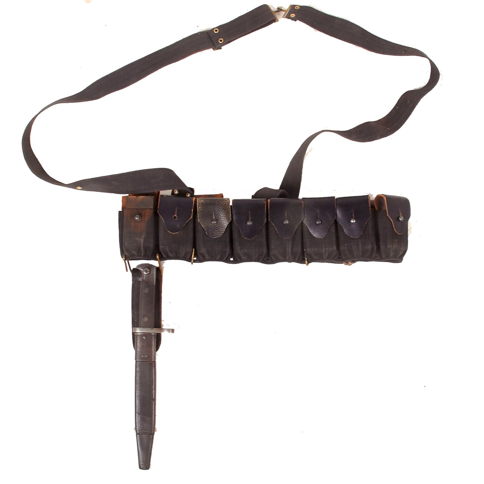 Buy Original U.S. Boxer Rebellion Era M1895 Lee Navy Rifle Mills Pocketed Cartridge Belt Complete with Suspenders & 1895 Lee Navy Bayonet in Sheath | Original Firearms Antique For Sale
