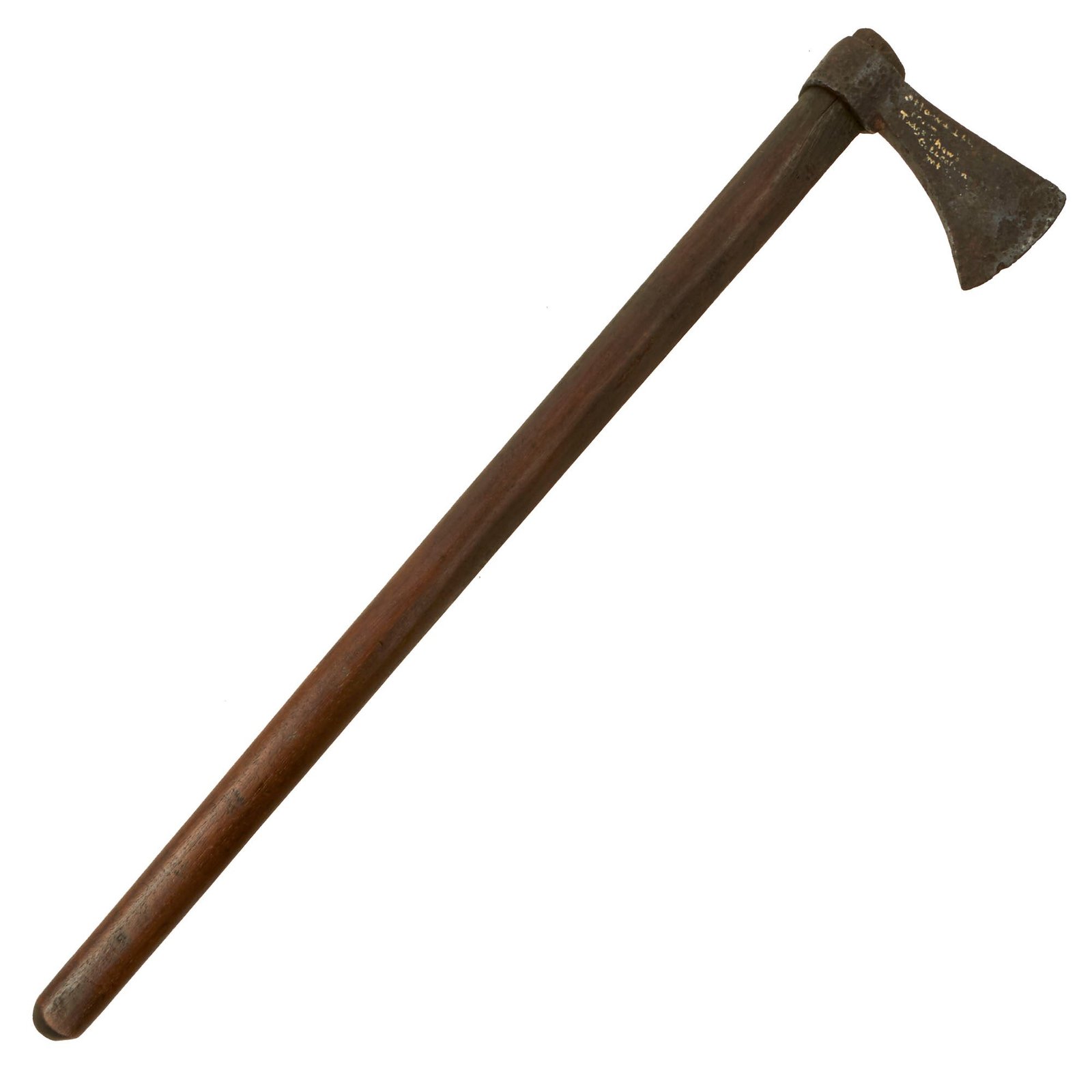 Buy Original U.S. / British Colonial Era Blacksmith Hand Forged Trade Tomahawk Head with Replaced Haft & Inscription - Ottawa Illinois | Original Firearms Antique For Sale