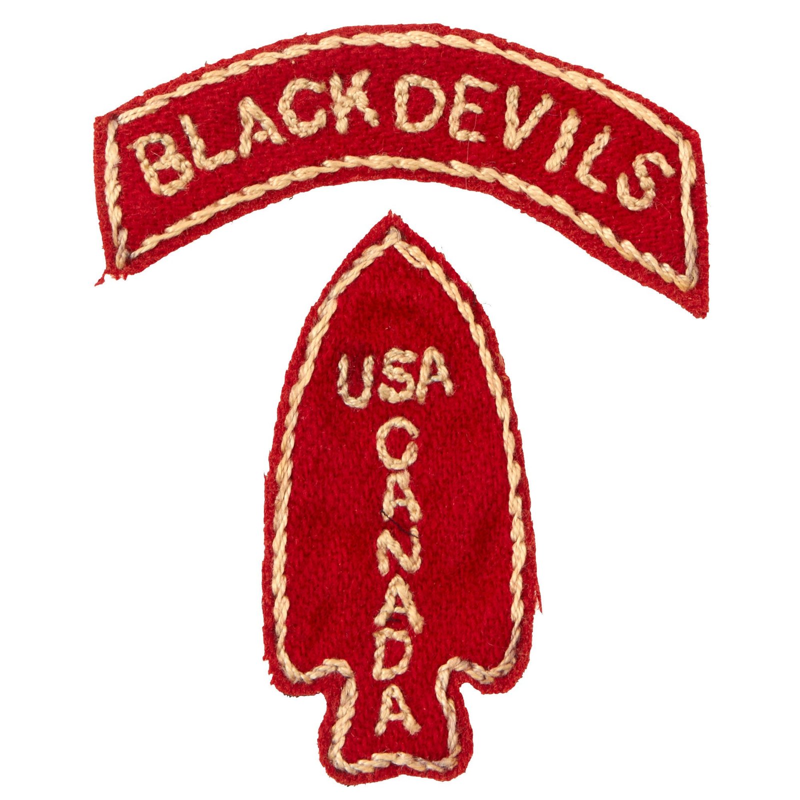 Buy Original U.S. WWII FSSF “Black Devils” Italian-Made Hand-Embroidered Arrowhead Patch & Scroll | Original Firearms Antique For Sale