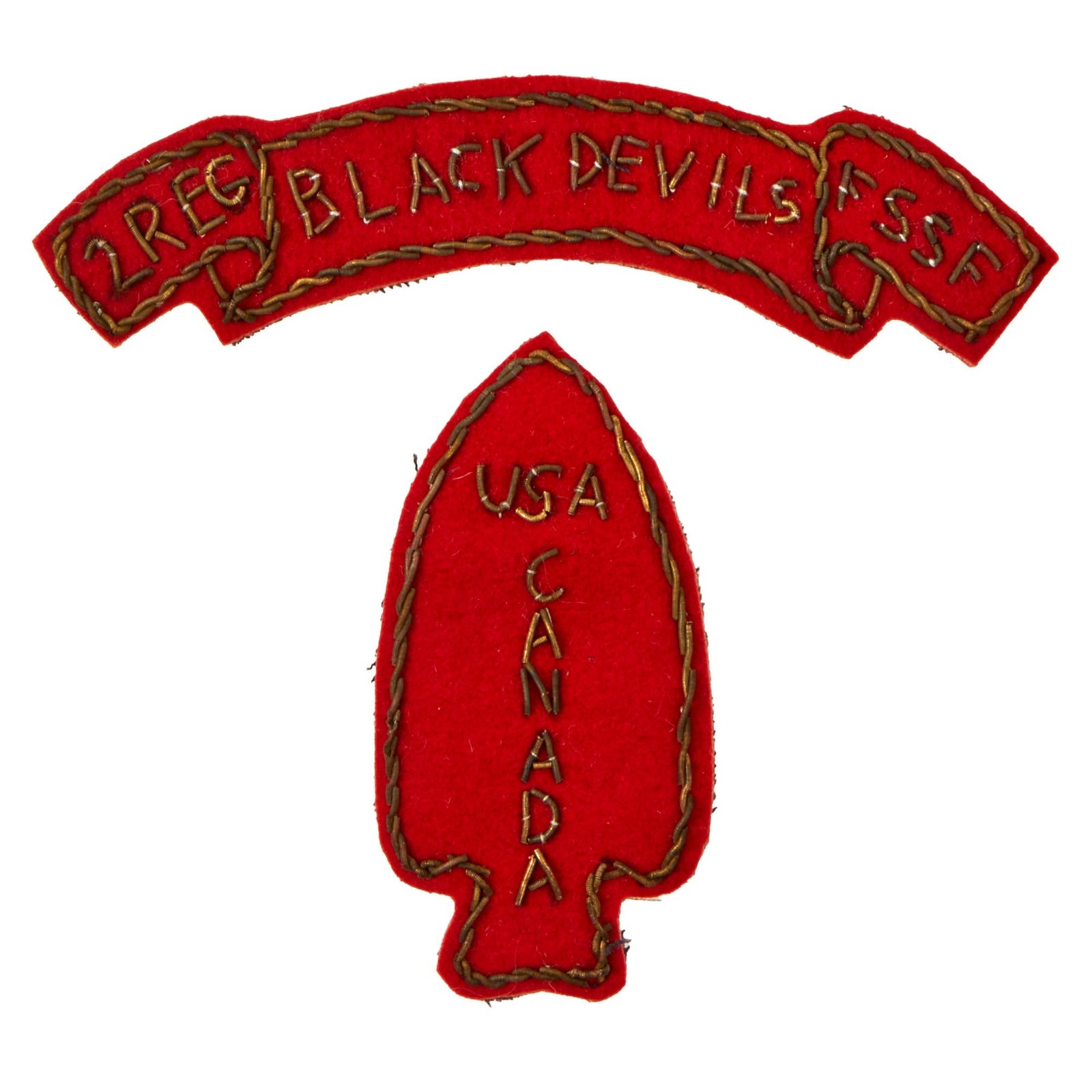 Buy Original U.S. WWII FSSF 2nd Regiment “Black Devils” Italian-Made Bullion Arrowhead Patch & Scroll | Original Firearms Antique For Sale