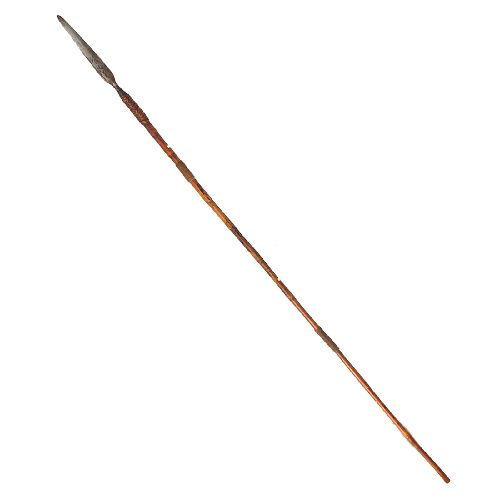 Original Early 19th Century Philippine Moro Sibat Budjak Spear - 67 Inches Long