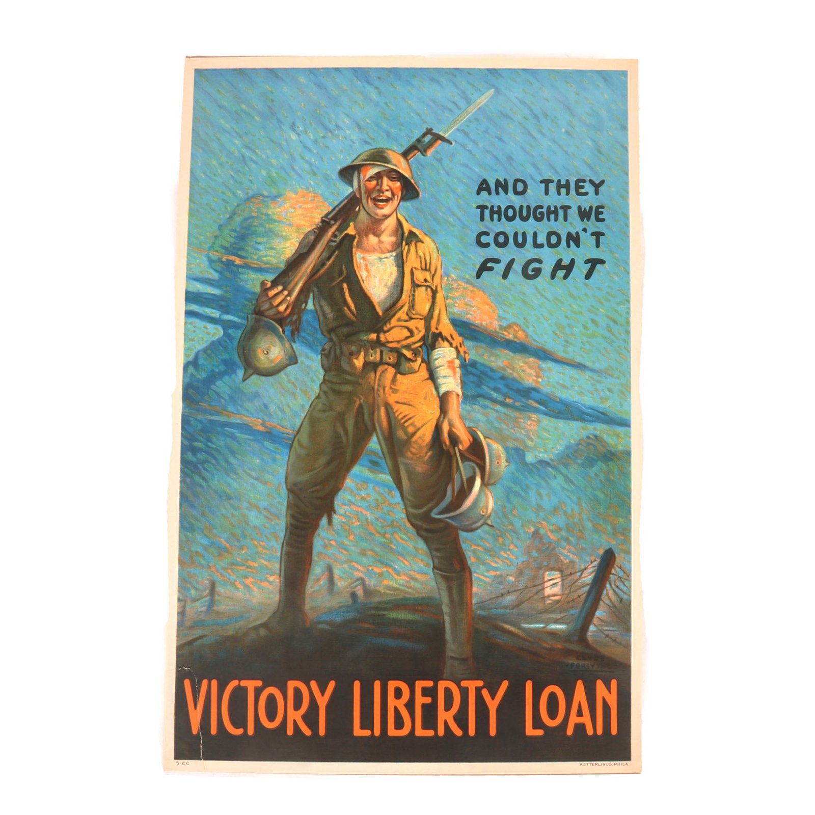 Buy Original U.S. WWI Propaganda Poster - Victory Liberty Loan - And They Thought We Couldn't Fight - 20 x 30” | Original Firearms Antique For Sale
