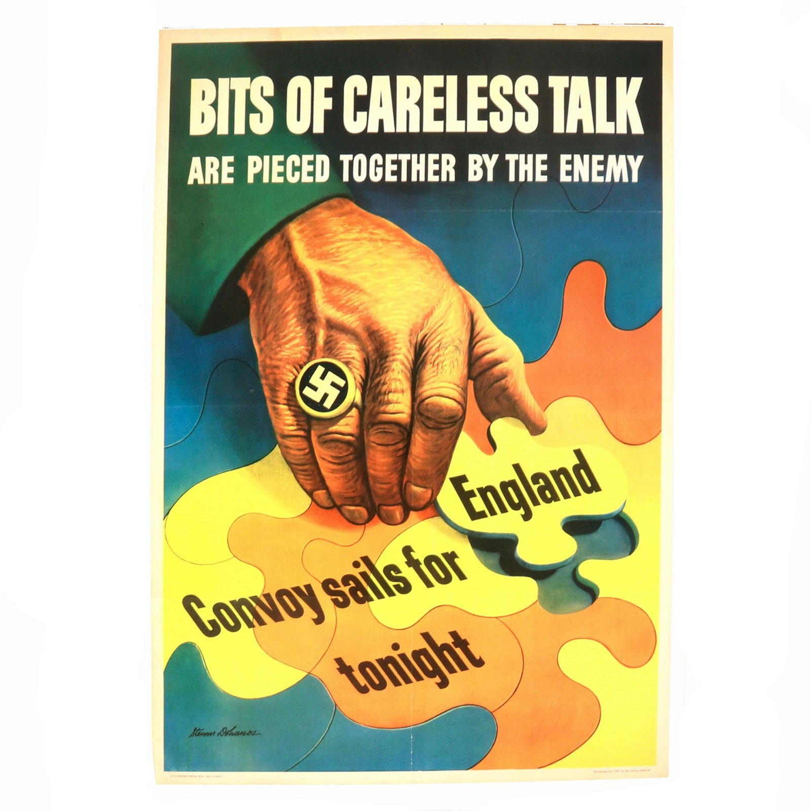 Buy Original U.S. WWII Propaganda Poster - Bits Of Careless Talk Are Pieced Together By The Enemy - 20” x 28” | Original Firearms Antique For Sale