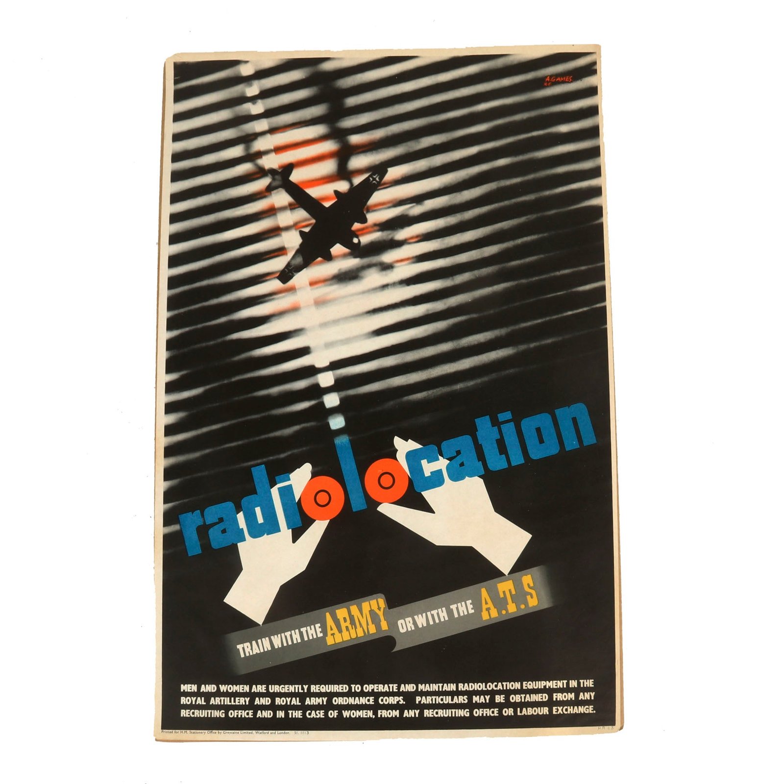Buy Original British WWII ATS Auxiliary Territorial Service Radiolocation Recruitment Poster - 20 x 30” | Original Firearms Antique For Sale