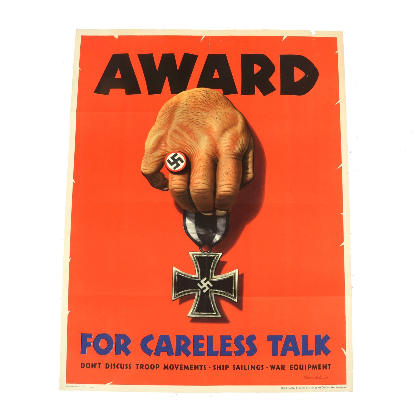 Buy Original U.S. WWII National Security Careless Talk Propaganda Poster - 20” x 26” | Original Firearms Antique For Sale