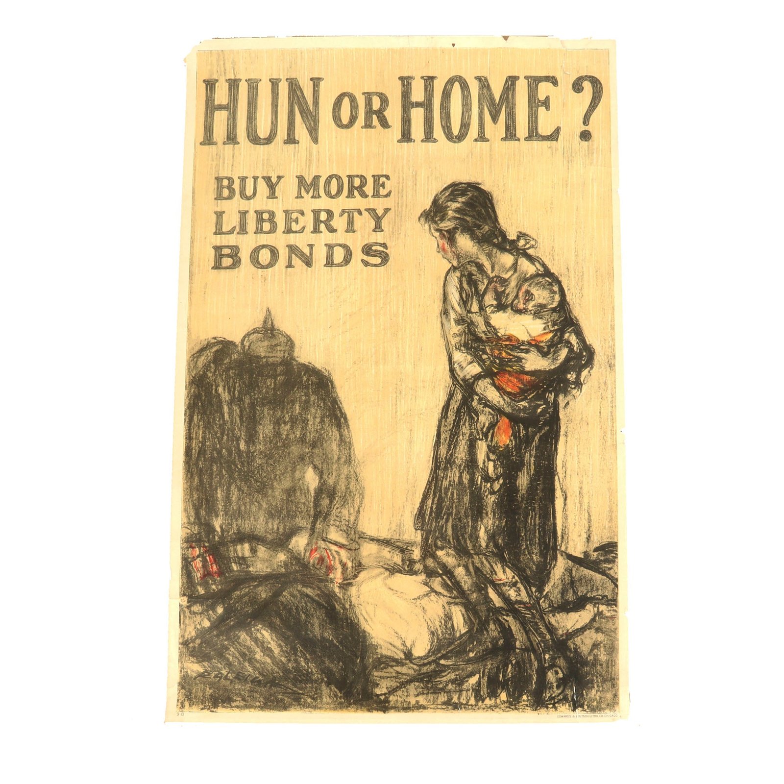 Buy Original U.S. WWI “Hun or Home” Liberty Bonds Poster - 20 x 30” | Original Firearms Antique For Sale