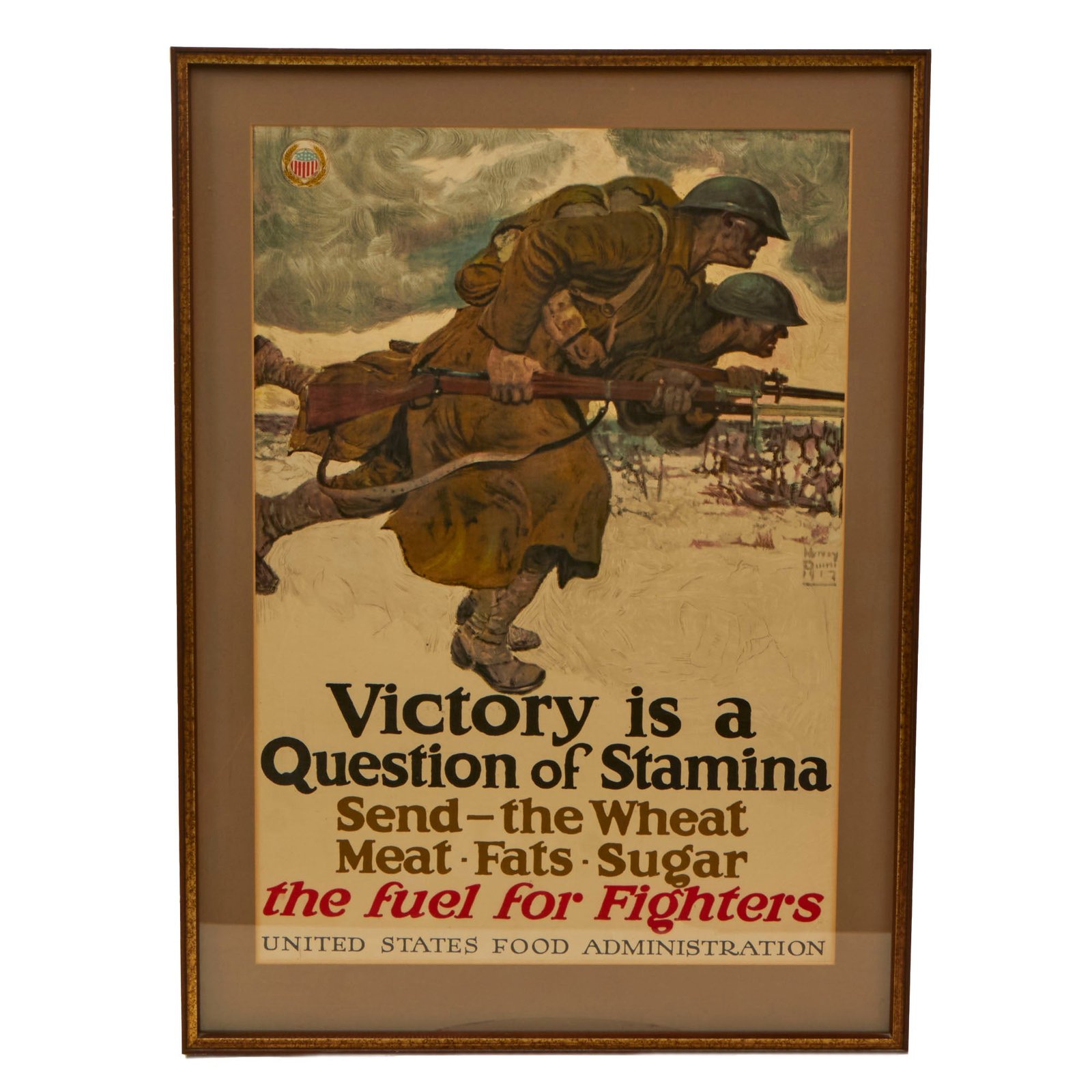 Buy Original U.S. WWI Framed “Victory is a Question of Stamina” U.S. Food Administration Propaganda Poster - 24 x 33” | Original Firearms Antique For Sale
