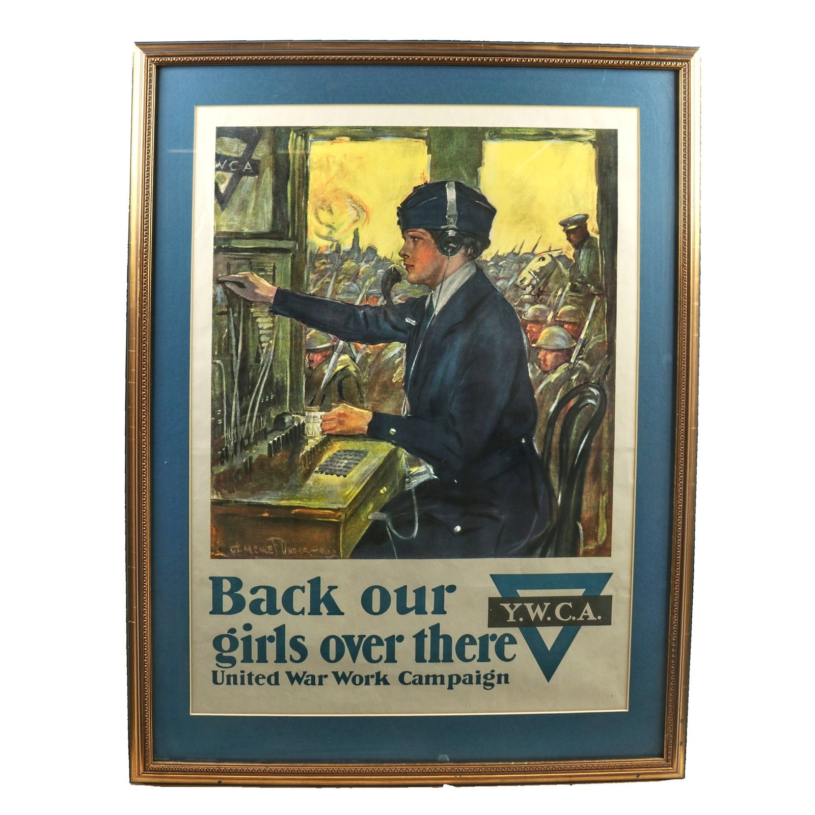 Buy Original U.S. WWI Framed 1918 Back Our Girls Over There YWCA Poster by Clarence Underwood - 26 x 33½” | Original Firearms Antique For Sale