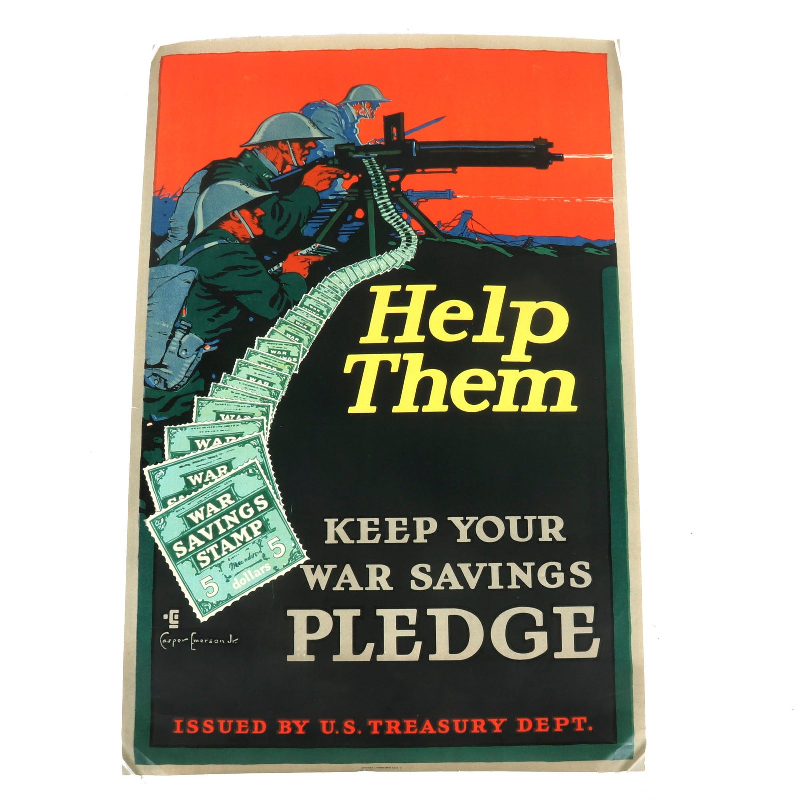 Buy Original U.S. WWI Treasury Department Help Them Keep Your War Savings Pledge Propaganda Poster - 20 x 30” | Original Firearms Antique For Sale