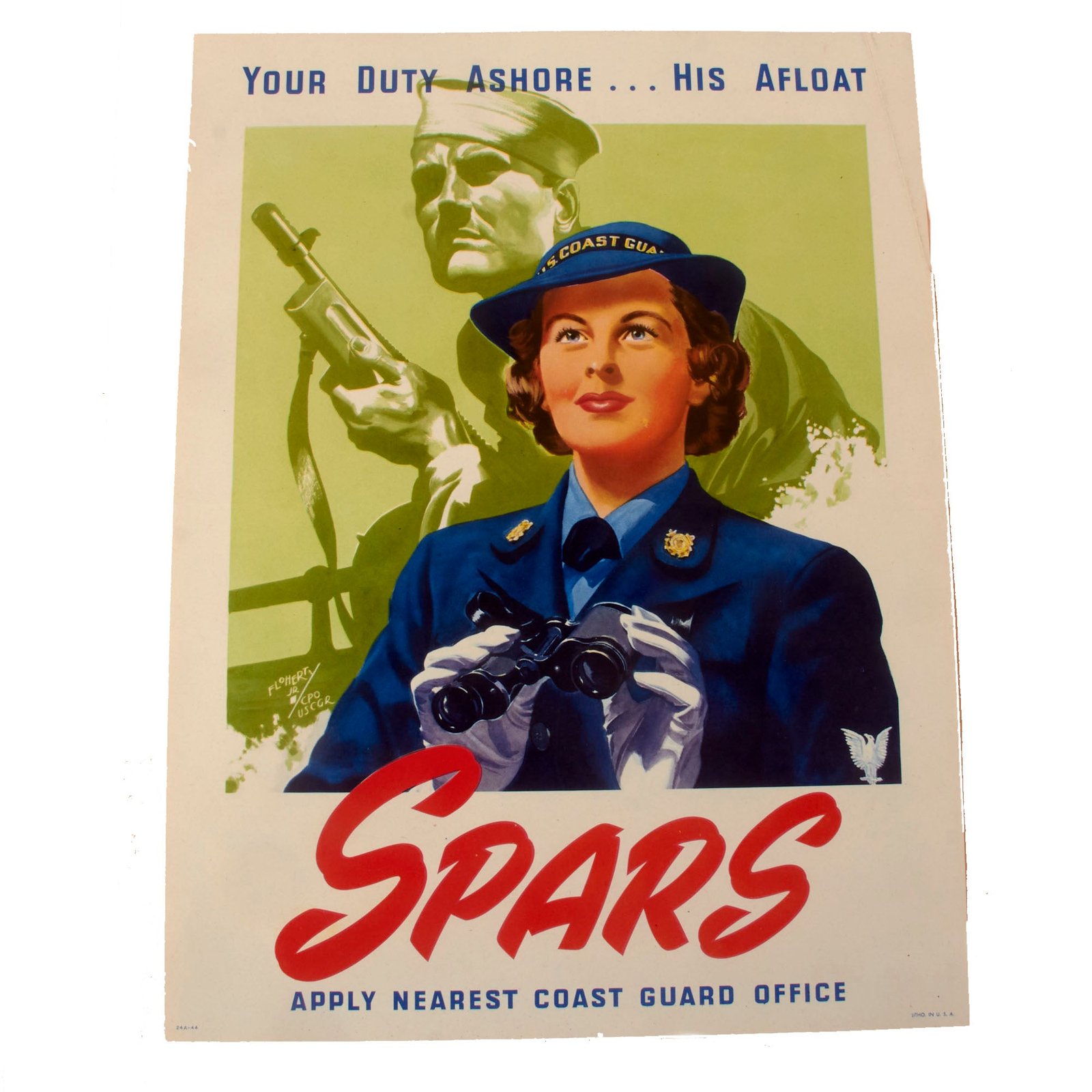 Buy Original U.S. WWII United States Coast Guard (USCG) Women's Reserve SPARS Recruitment Poster - 10½ x 14” | Original Firearms Antique For Sale