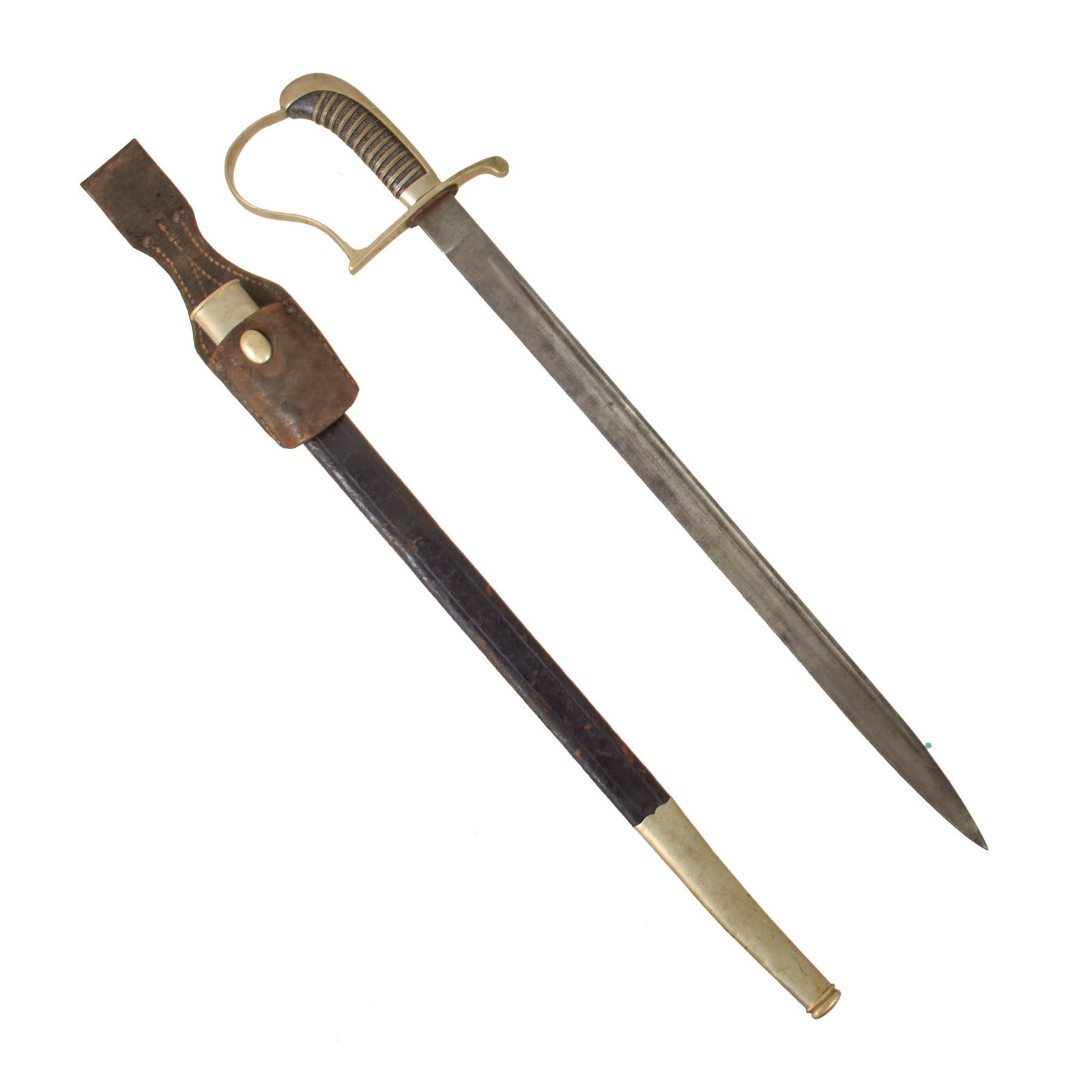 Original Imperial German WWI Era Unit-Marked Saxon Land Gendarmerie Rural Police Short Sword with Scabbard and Leather Frog