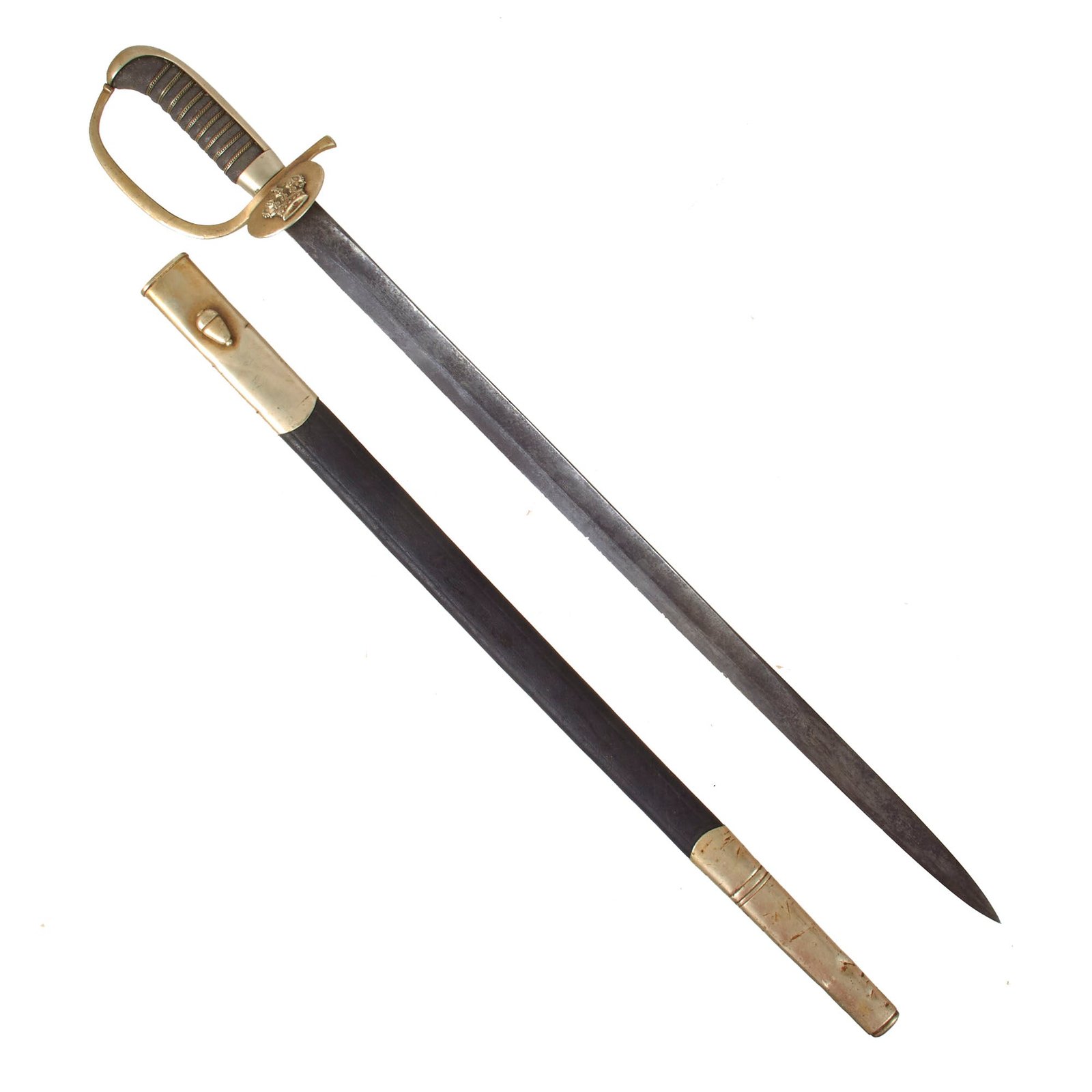Original Imperial German Prussian Short Sword with Crown Scallop & Scabbard