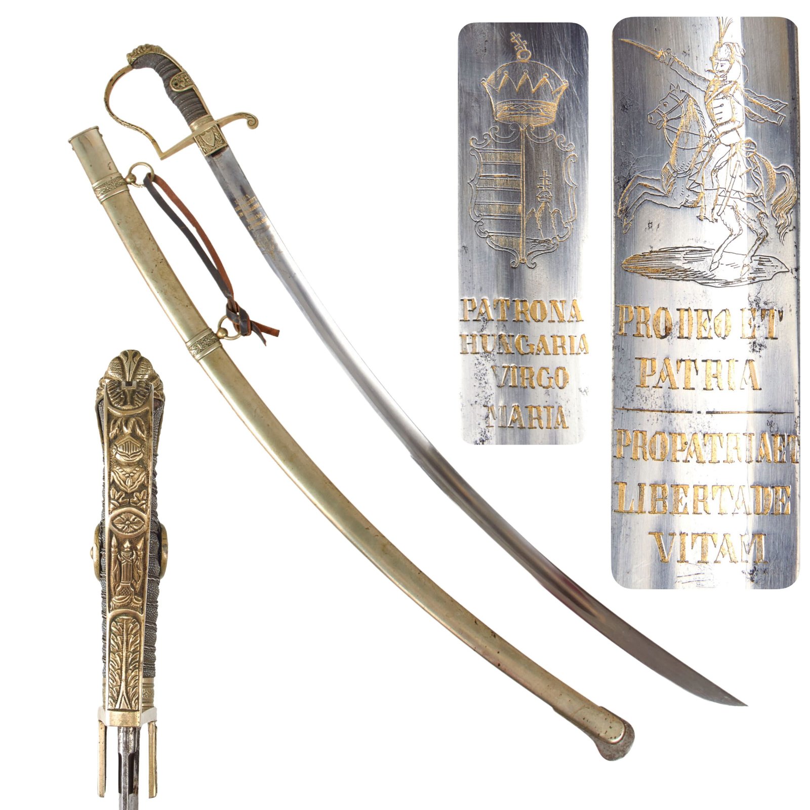 Original Hungarian Pre-WWI Hussar Officer’s Sword with Gorgeous Blade Engraving & Scabbard